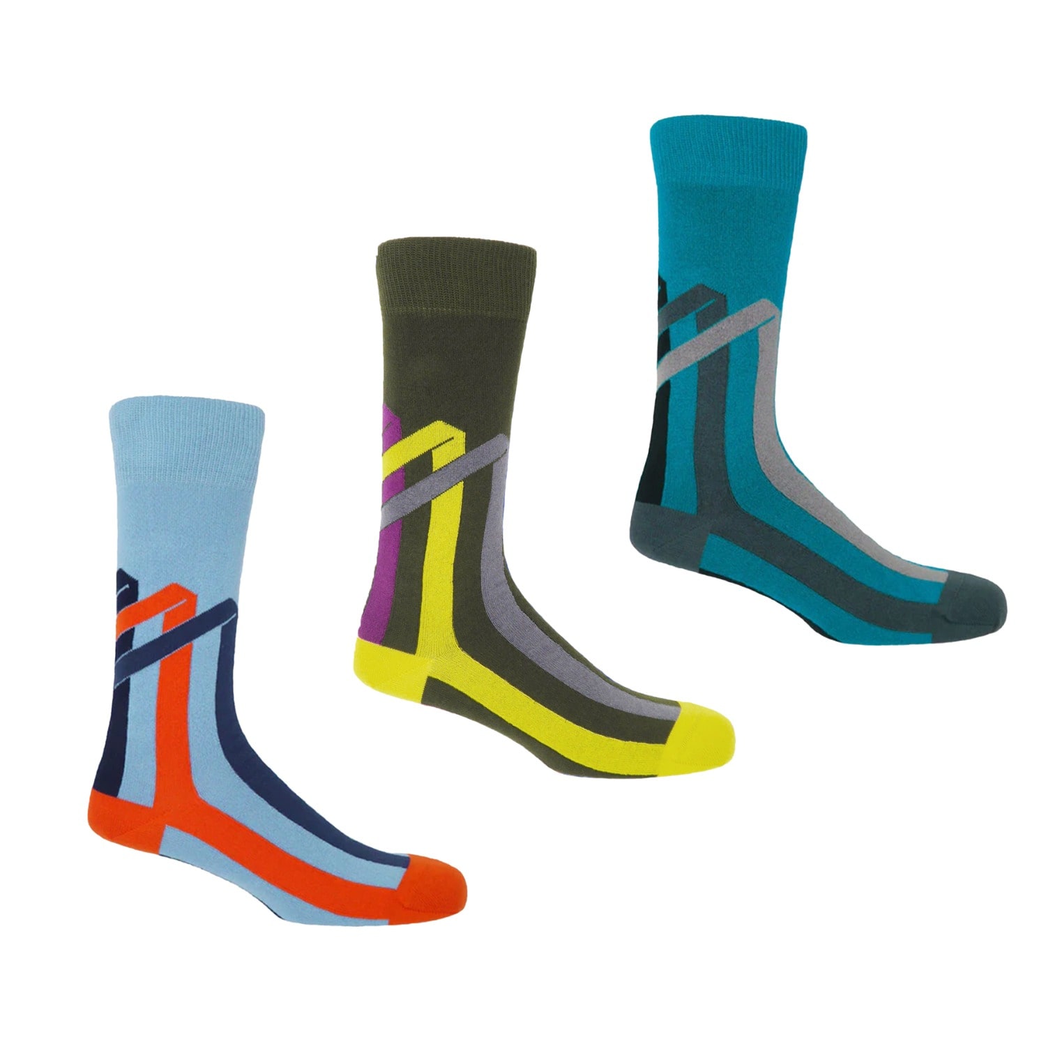 Peper Harow - Made In England Ribbon Stripe Men's Bundle - Sky, Pine & Peacock In Blue