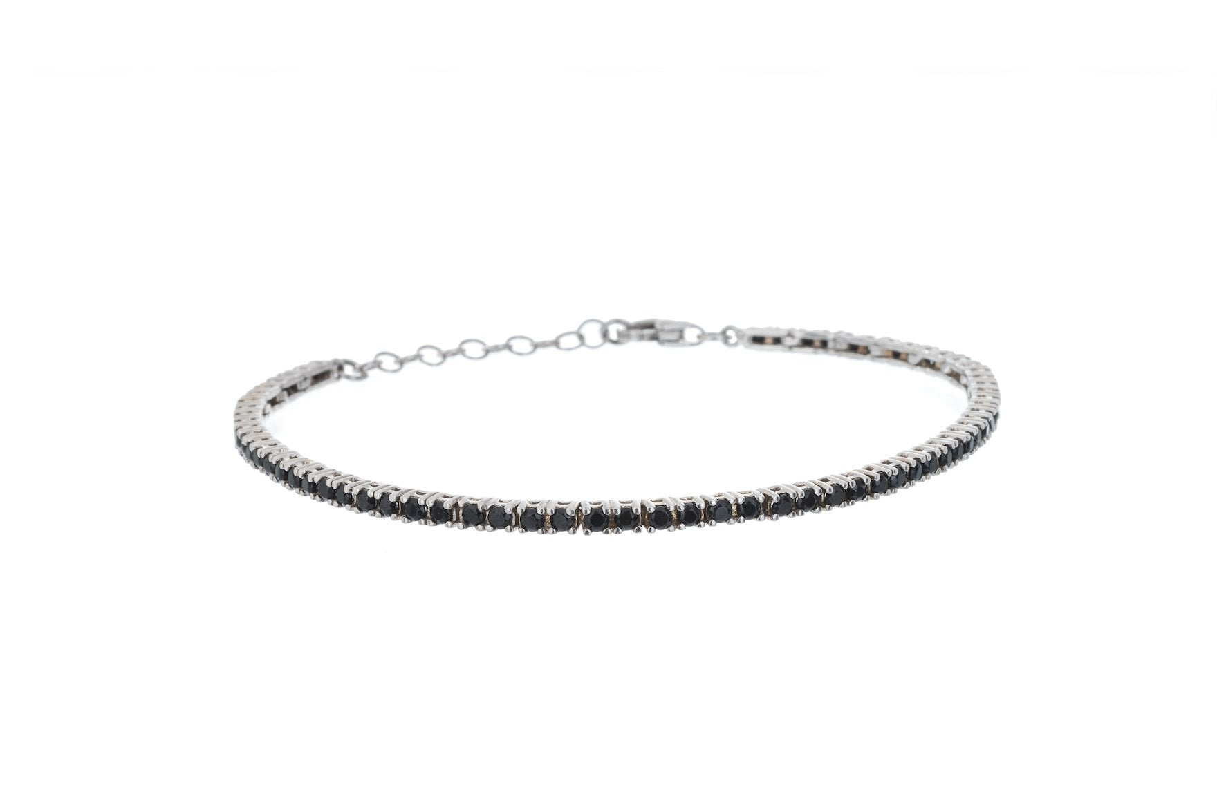 Women’s Black Baguette Stone Tennis Bracelet - Silver By Eda Dogan