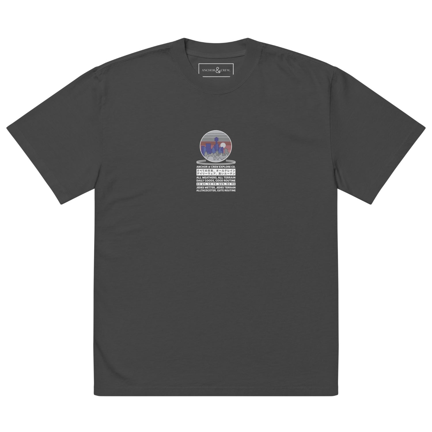 Anchor & Crew Faded Black City Drive Explore Co. Oversized Cotton T-shirt - Women In Black