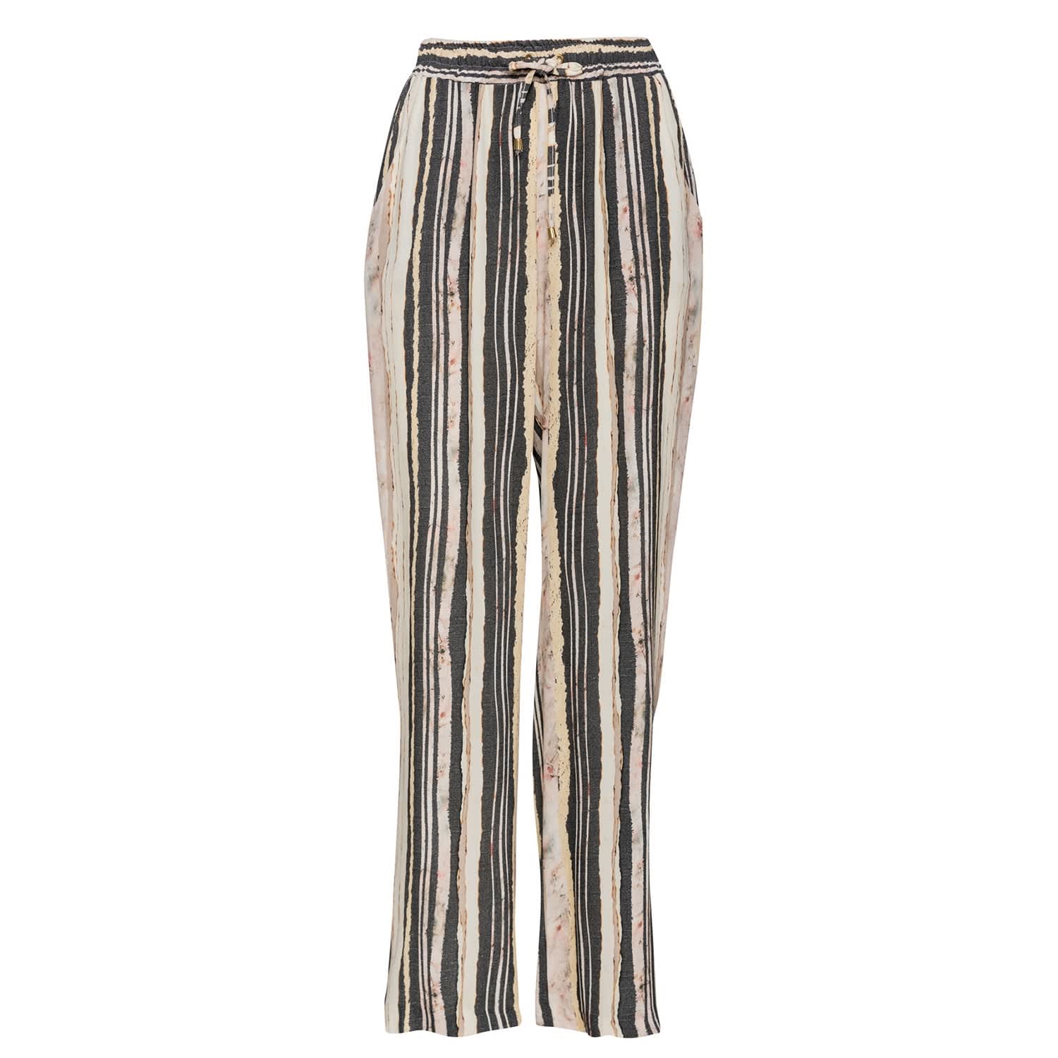 Wide Leg Striped Pants With Drawstring Waist, Conquista