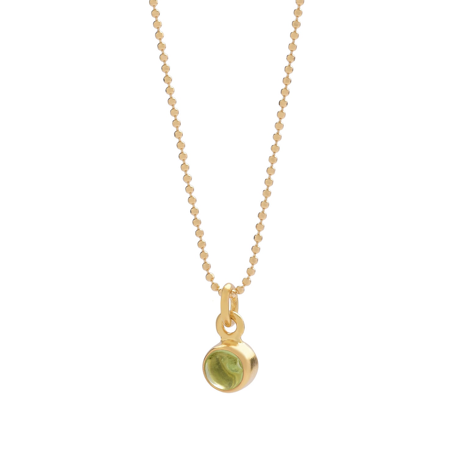Nellou Jewellery Women's Green Gem Dot Birthstone Necklace August Peridot Gold Plated Sterling Silver In Green