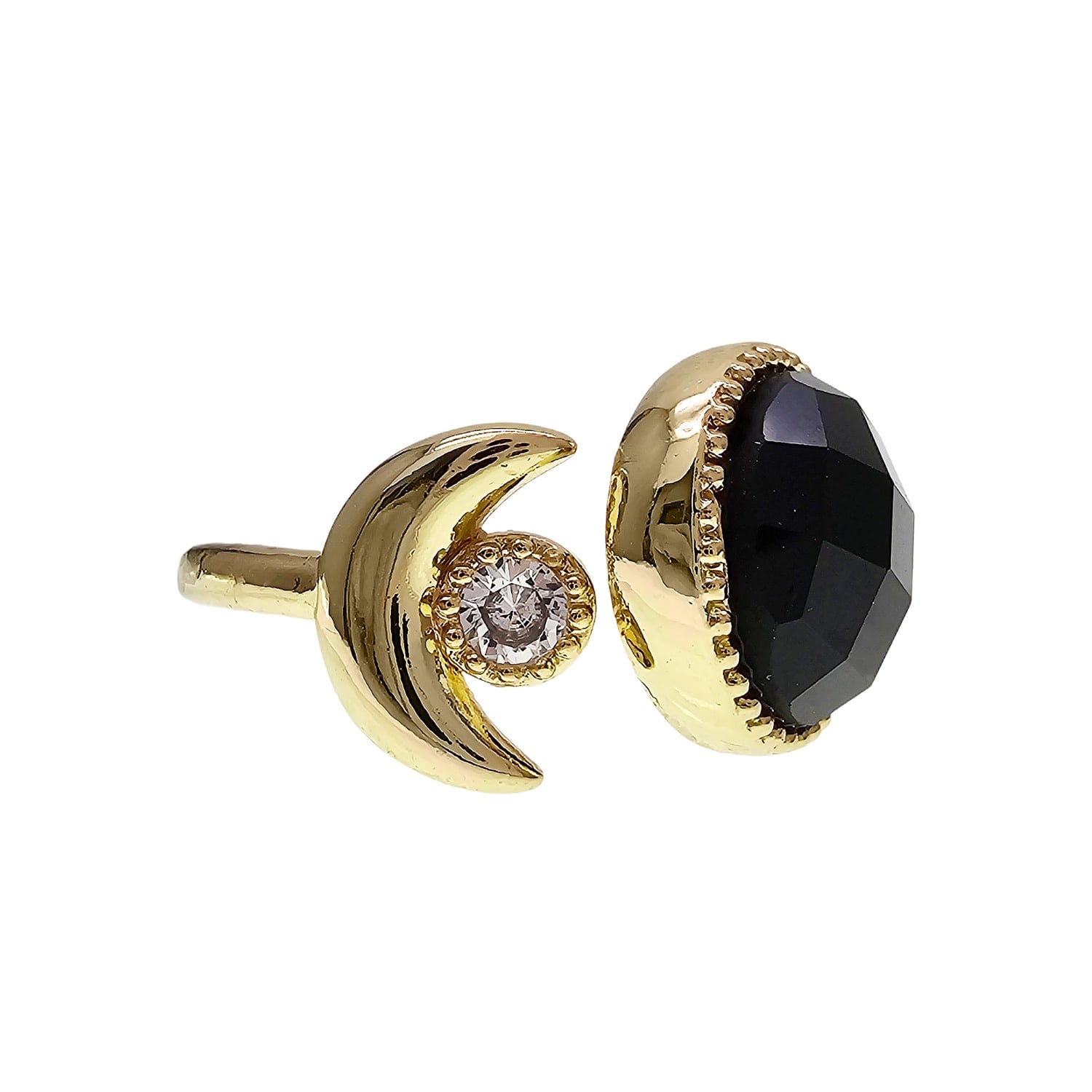 Farra Women's Black Agate And Zircon Open Ring