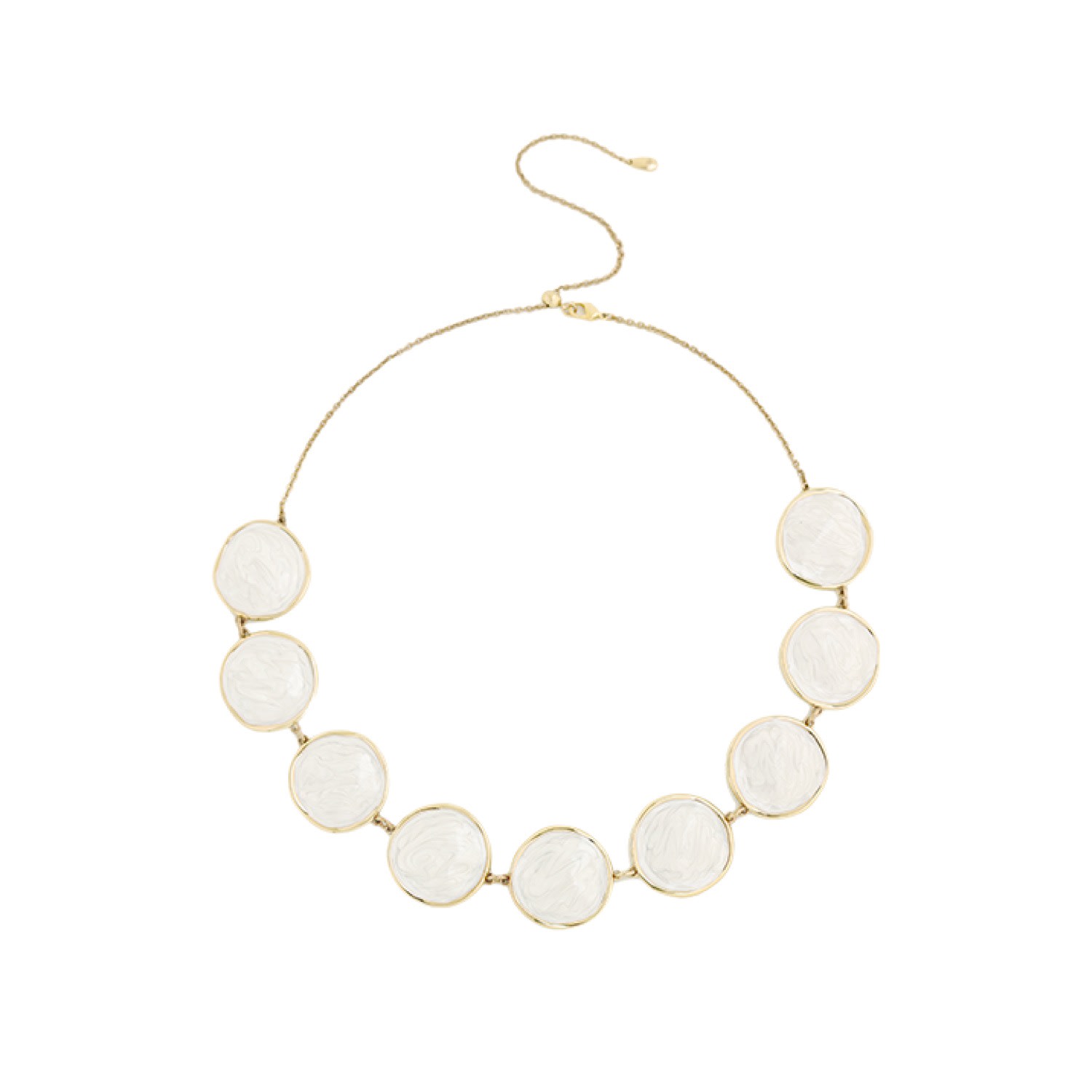 Retro Chic Women's White / Gold White Enamel Ripple Necklace