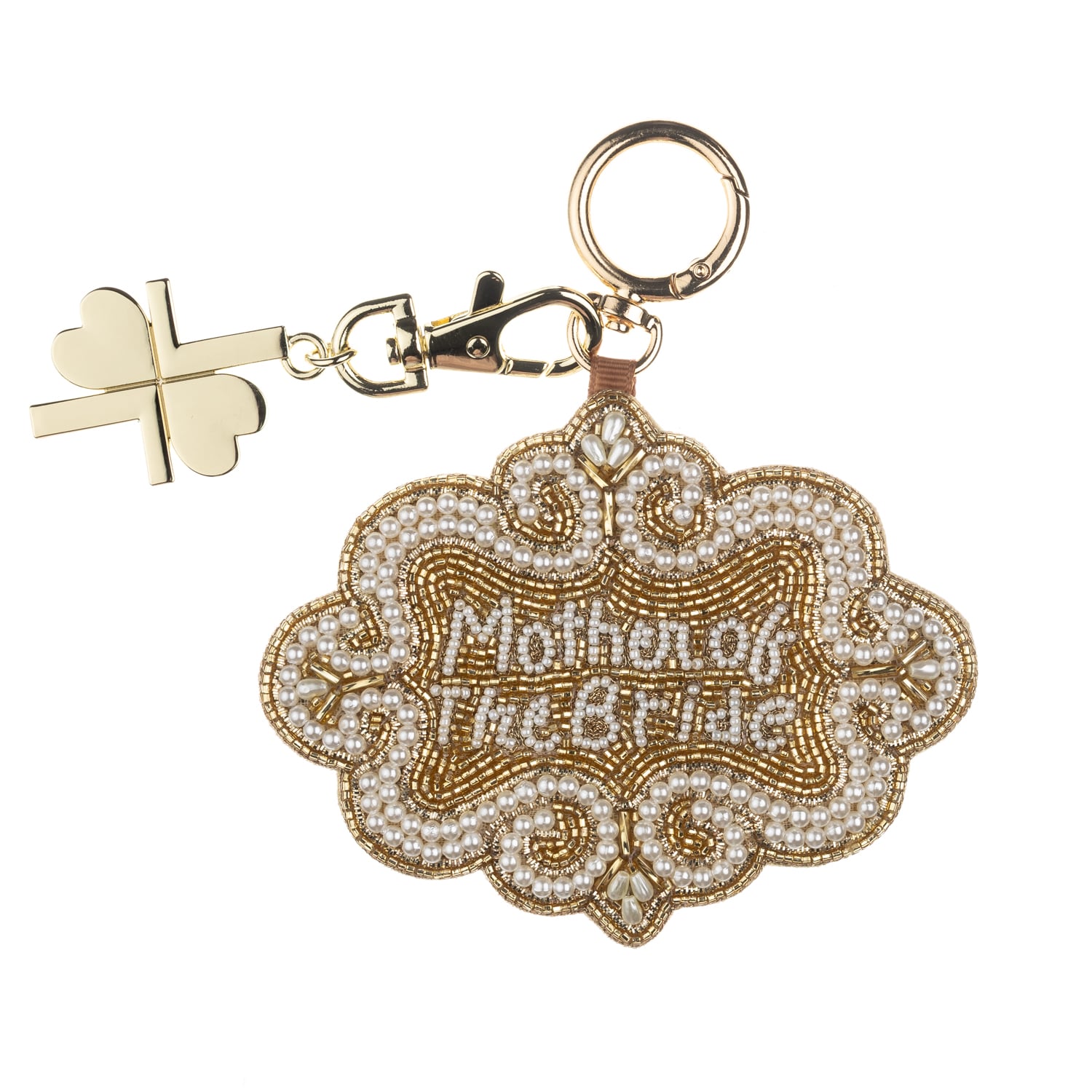 Women's Gold / White Mother Of The Bride Hand-Beaded Bag Charm - Wedding Edit | Laines London