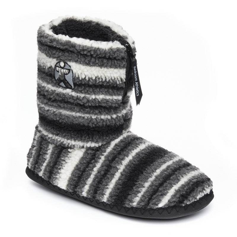 Bedroom Athletics Men's Teddy - Sherpa Slipper Boot - Grey Stripe In Gray
