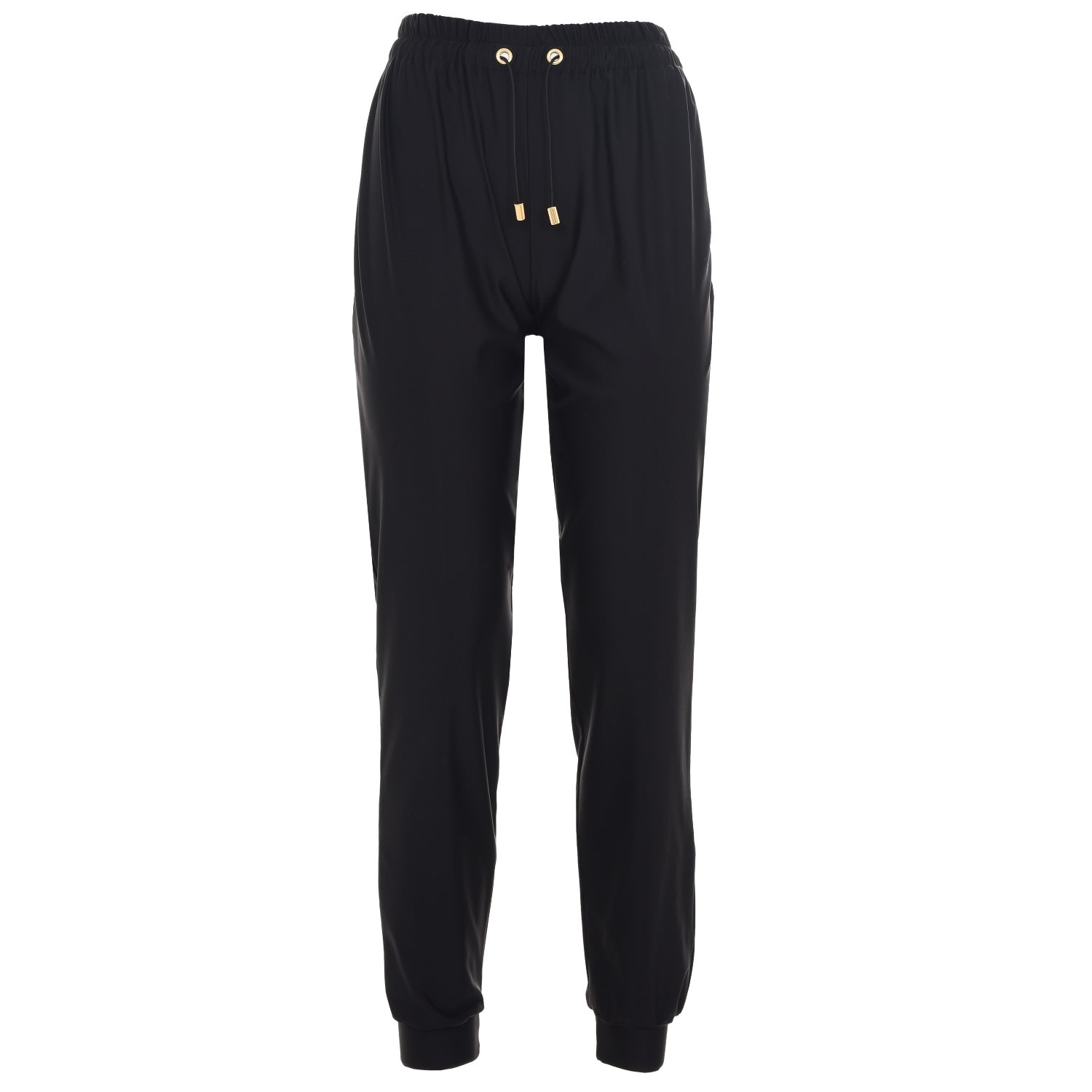 Antoninias Women's Elegant Sweat Pants With Golden Details In Black