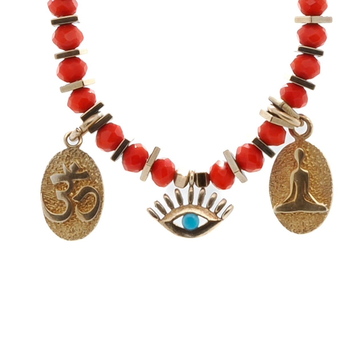 Women’s Gold / Red Yoga Girl Choker Necklace Ebru Jewelry