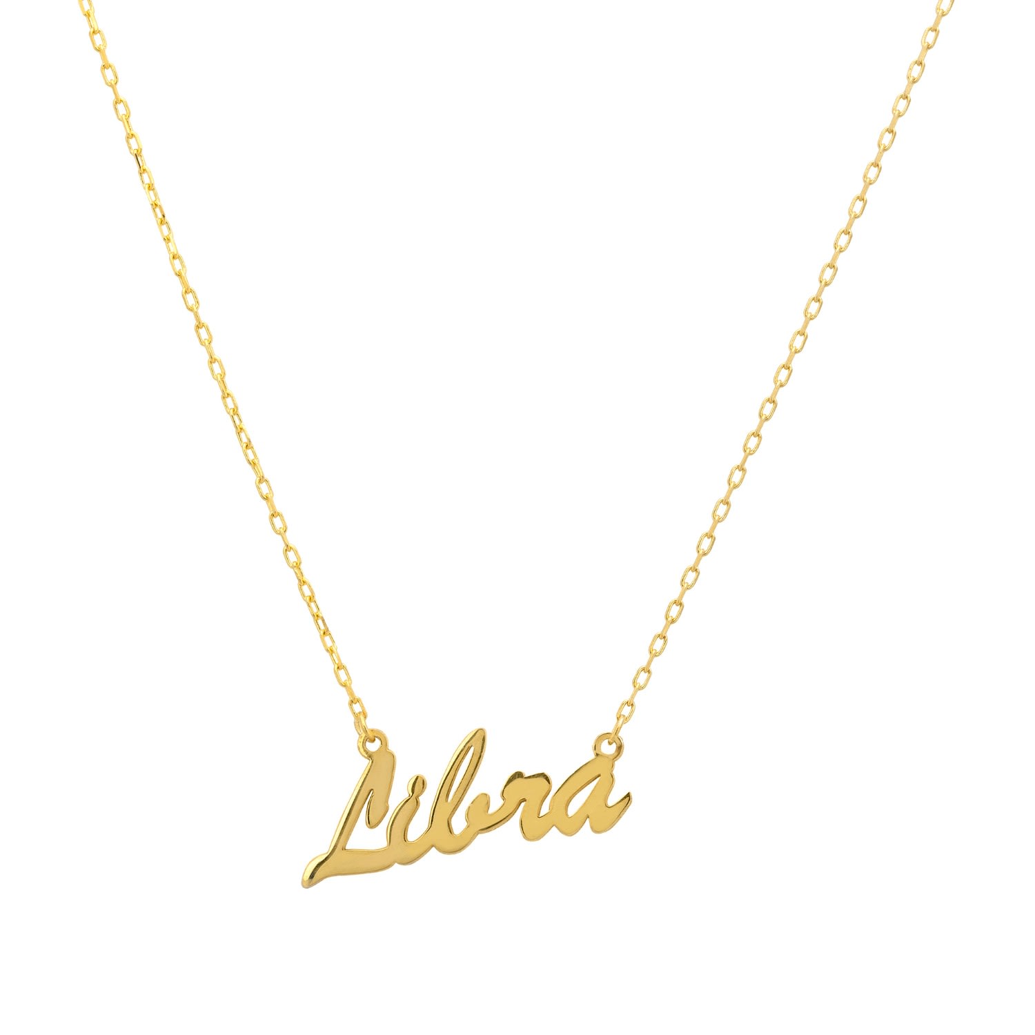 Women’s Zodiac Star Sign Name Necklace Gold Libra Latelita