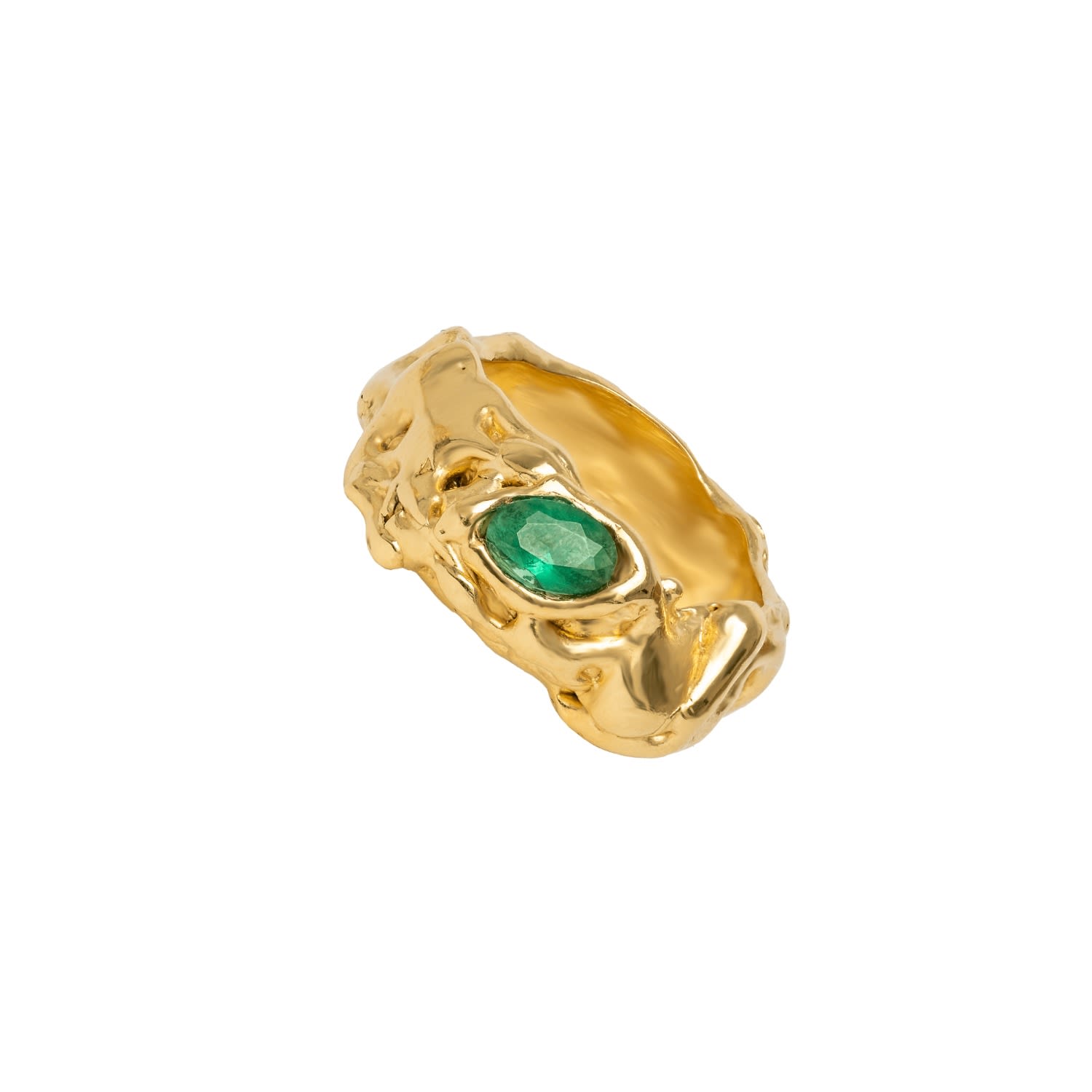 Lavani Jewels Women's Gold / Green Green Judy Ring Medium Size In Gold