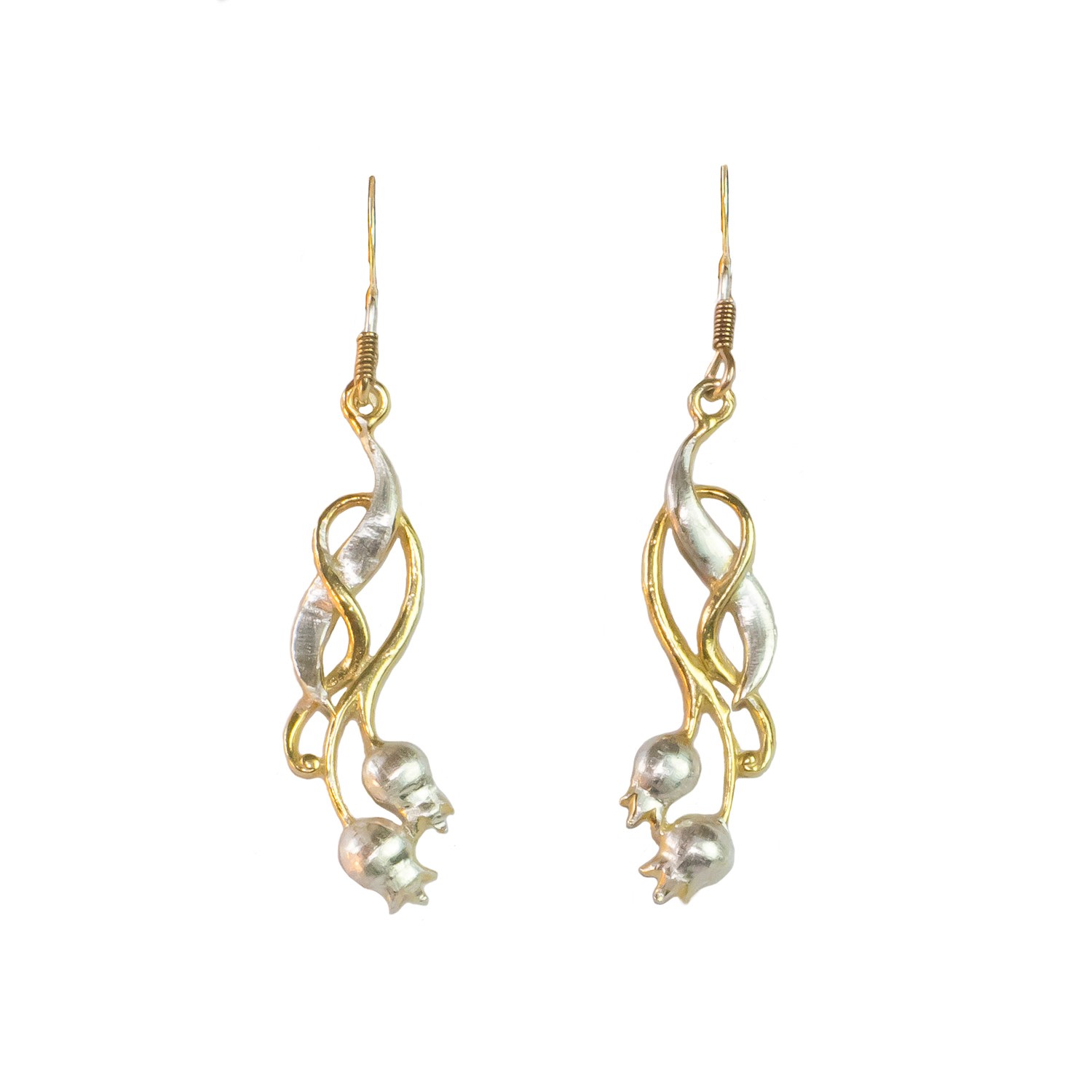 Simon Kemp Jewellers Women's Rosehip Drop Earrings In Eighteen Carat Gold On Sterling Silver.