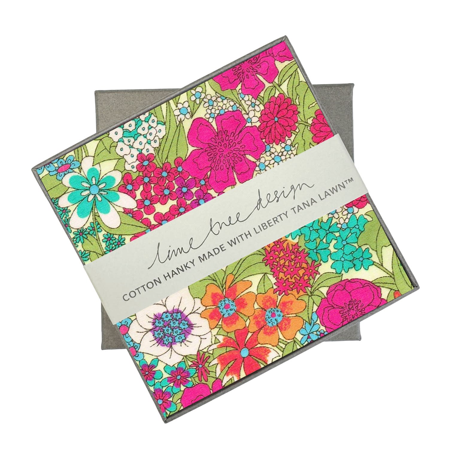 Lime Tree Design Men's Pink / Purple Single Boxed Hanky Made With Liberty Fabric Lime Ciara