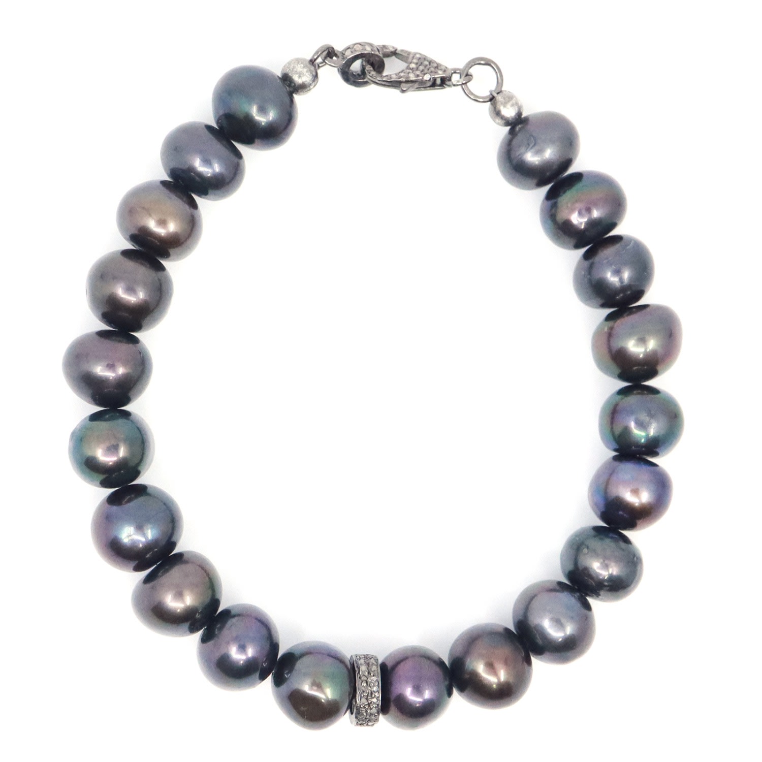 Men’s Black / Blue Black Freshwater Pearl Beaded Bracelet Shar Oke