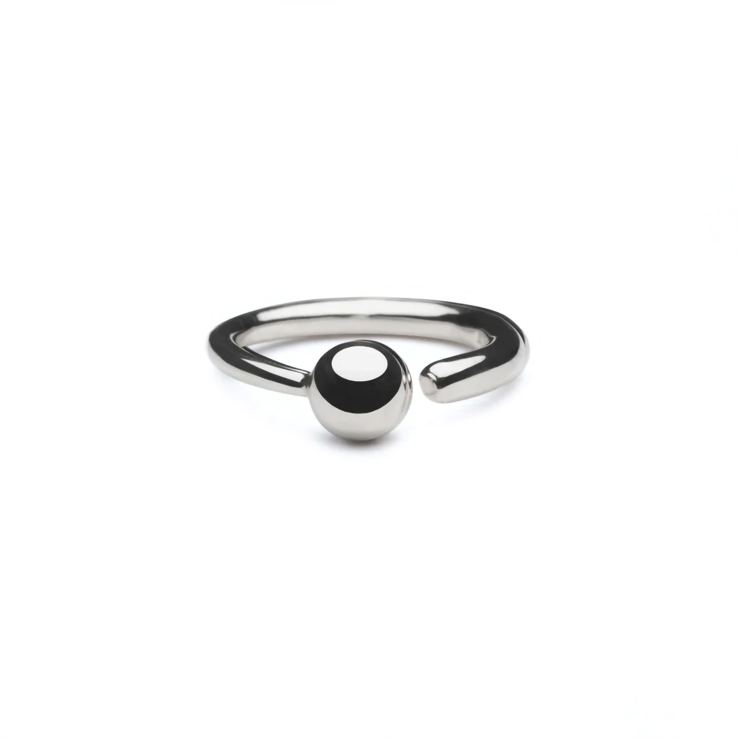 Women’s Adjustable Bold Single Sphere Ring Silver Shabella Nyc