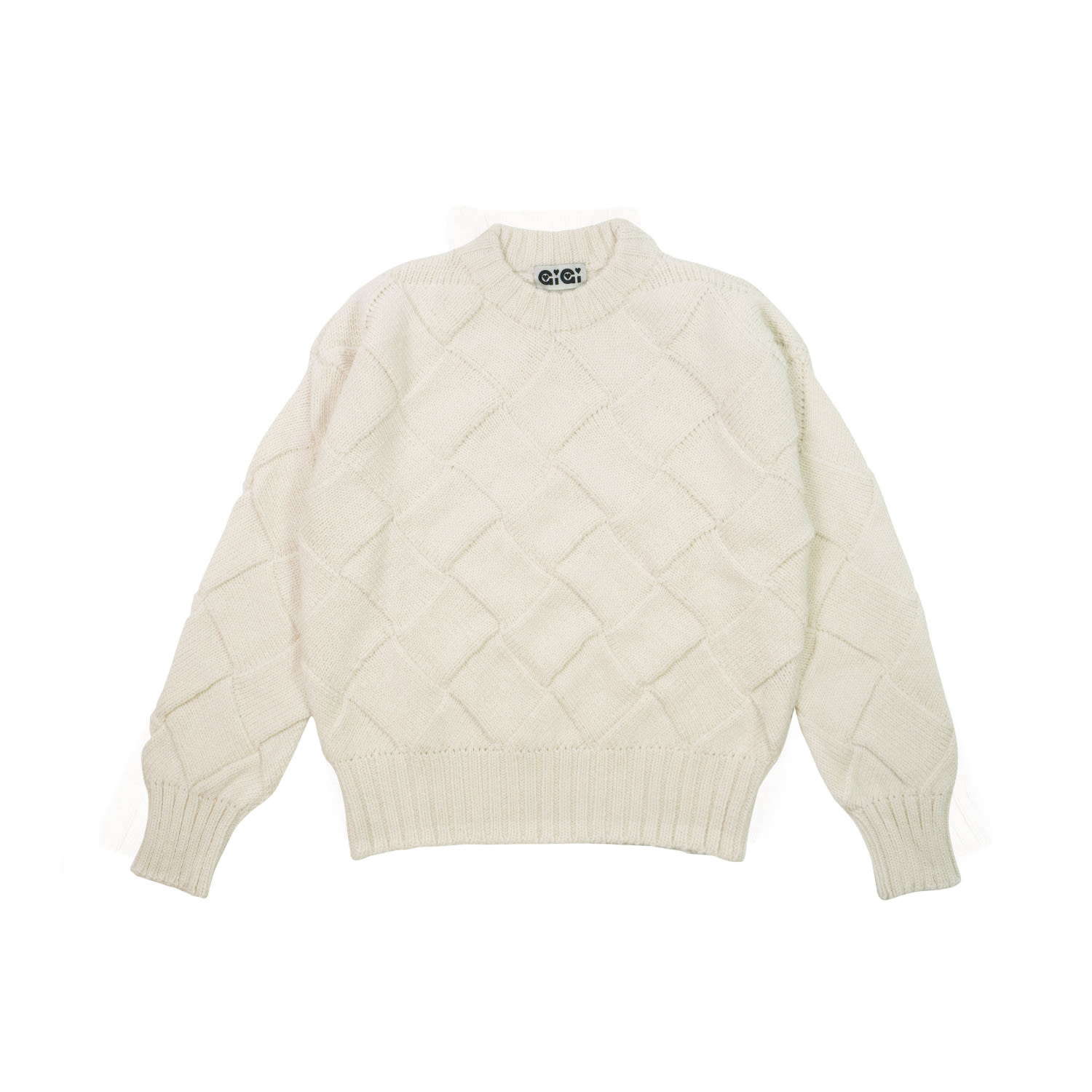 Gigi Knitwear Women's White Basket-weave Sweater In Cream In White