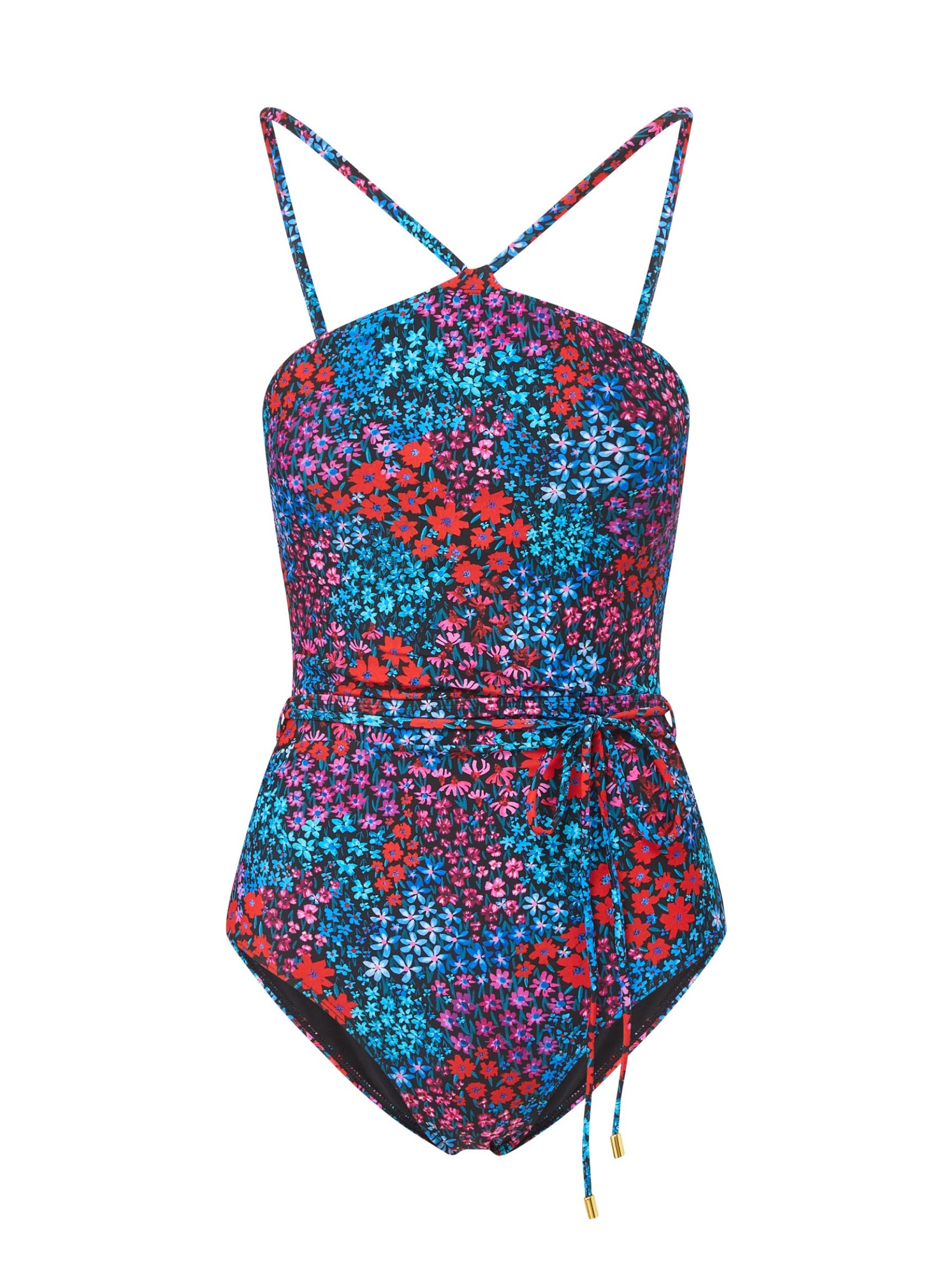 Change Of Scenery Women's Pink / Purple / Blue Daphne Highneck Underewire One Piece In Bloom In Multi