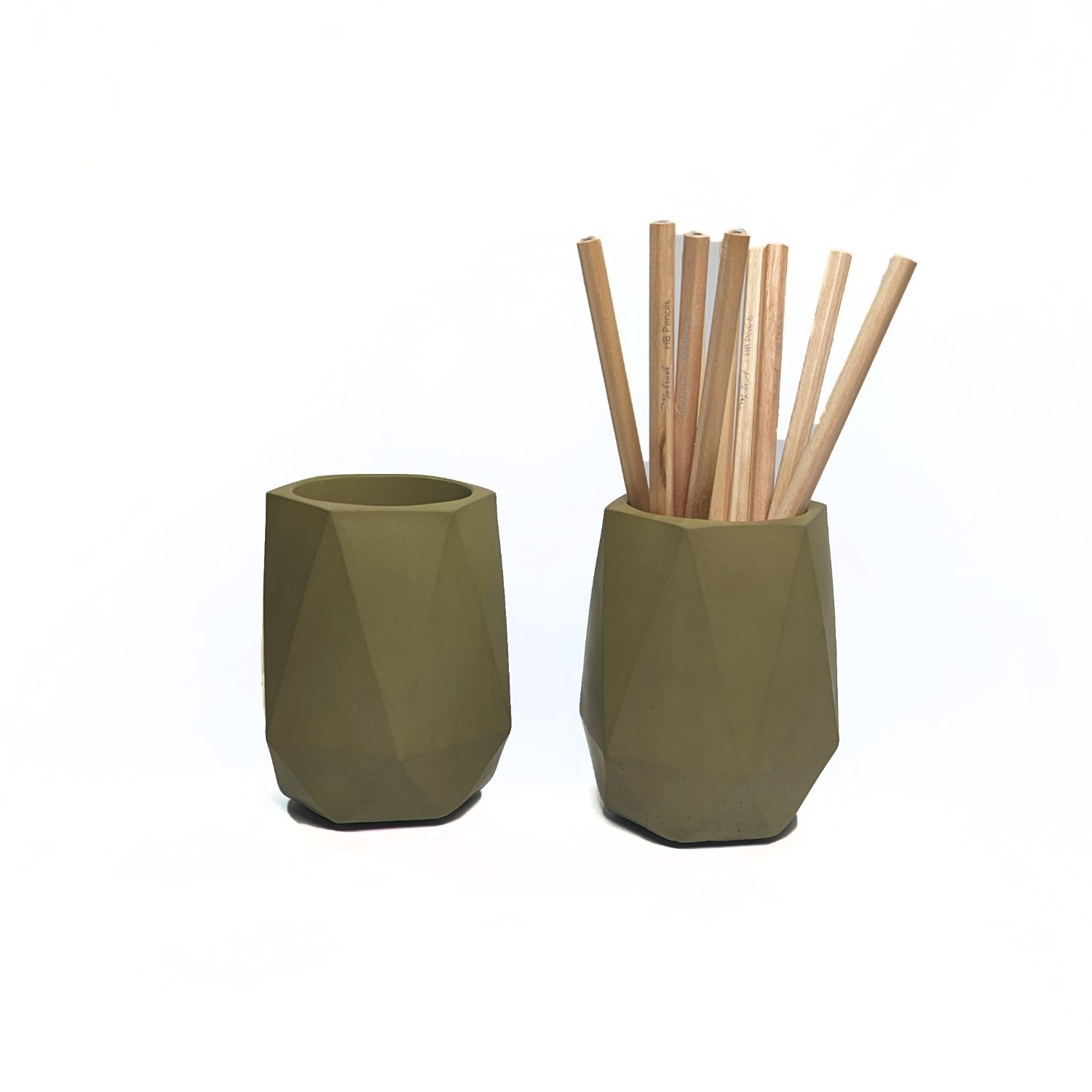 Two Geometric Pen Holders - Olive Green One Size Ruby Melo