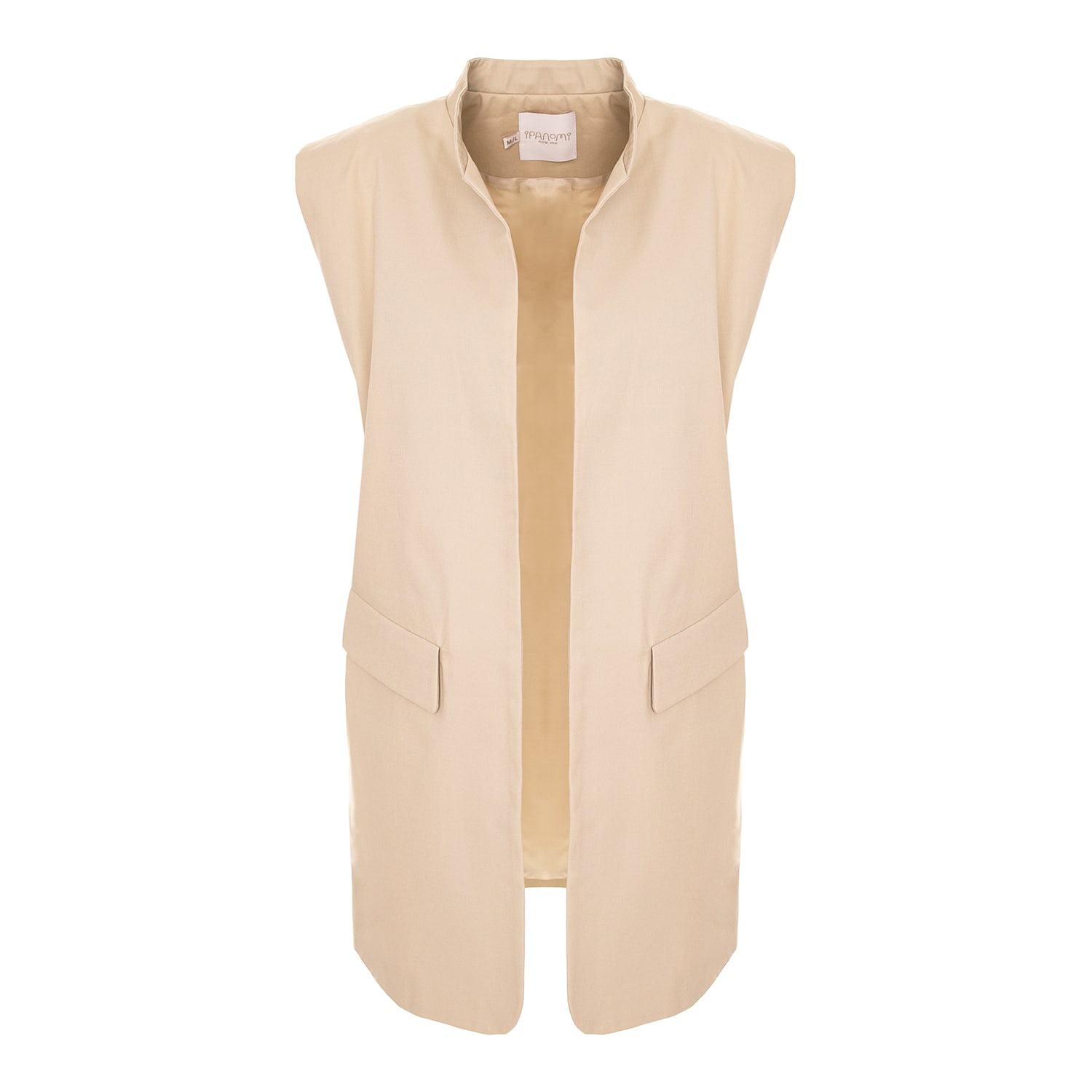 Ipanomi Women's Neutrals Straight-fit Cotton Twill Vest Minimalist Design With Mandarin Collar And Pockets In Orange
