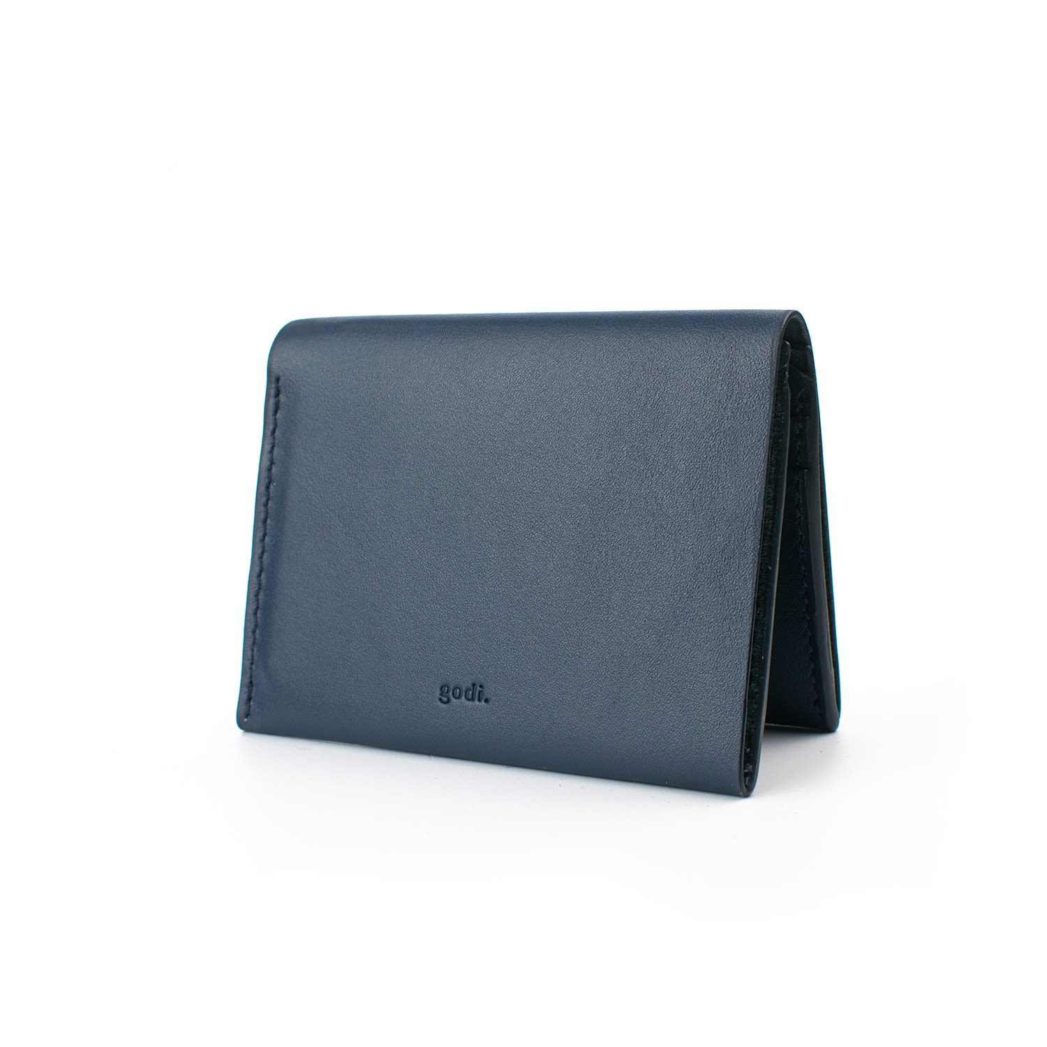 Godi. Men's Handmade Bifold Leather Wallet - Navy Blue In Blue
