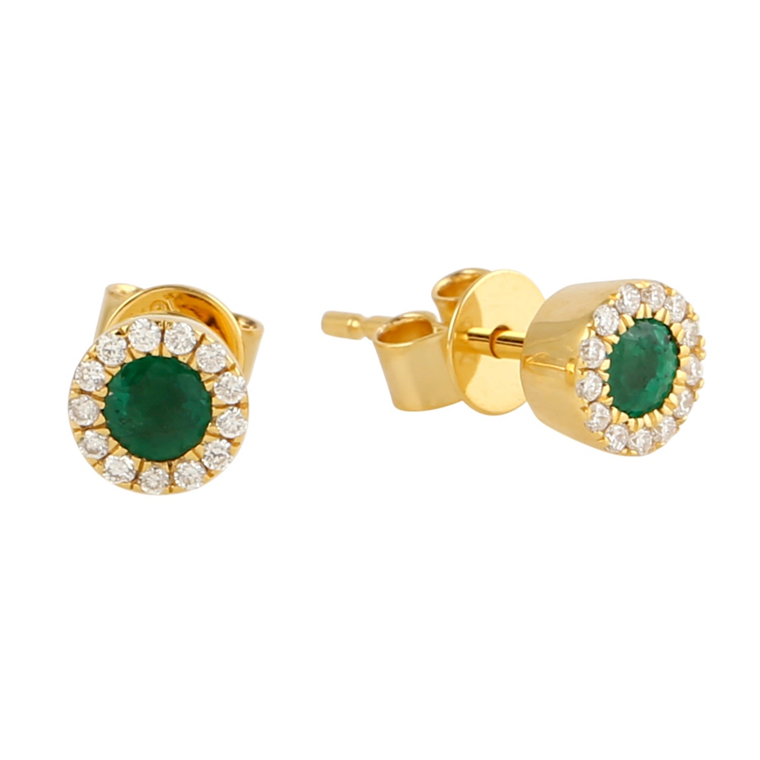 Women’s Yellow / Orange / Gold 18K Yellow Gold Natural Emerald Minimal Stud Earrings Artisan