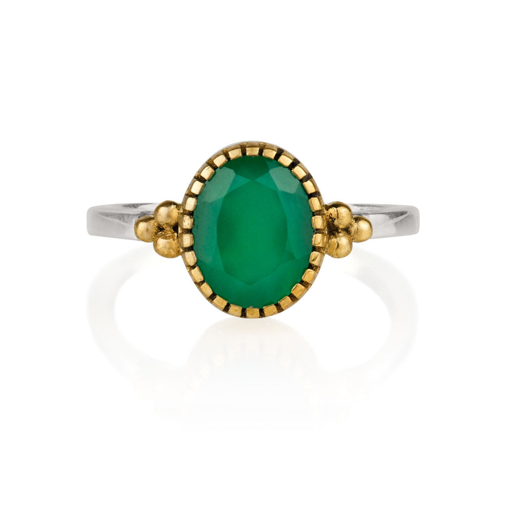 Women’s Sundar Silver Ring - Green Onyx Charlotte’s Web Jewellery