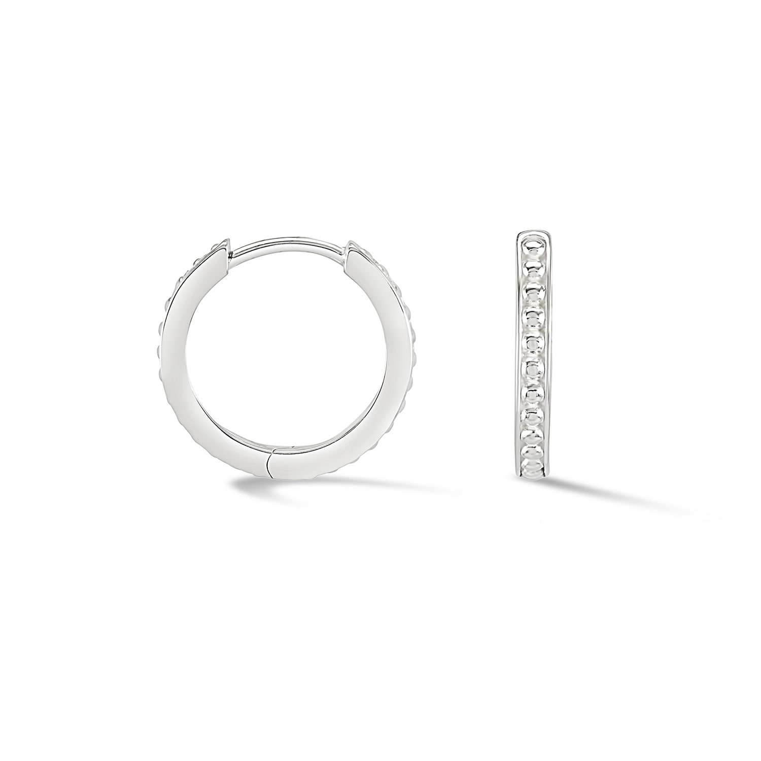 Dower & Hall Women's Medium Dotty Flat Edge Hoop In Sterling Silver