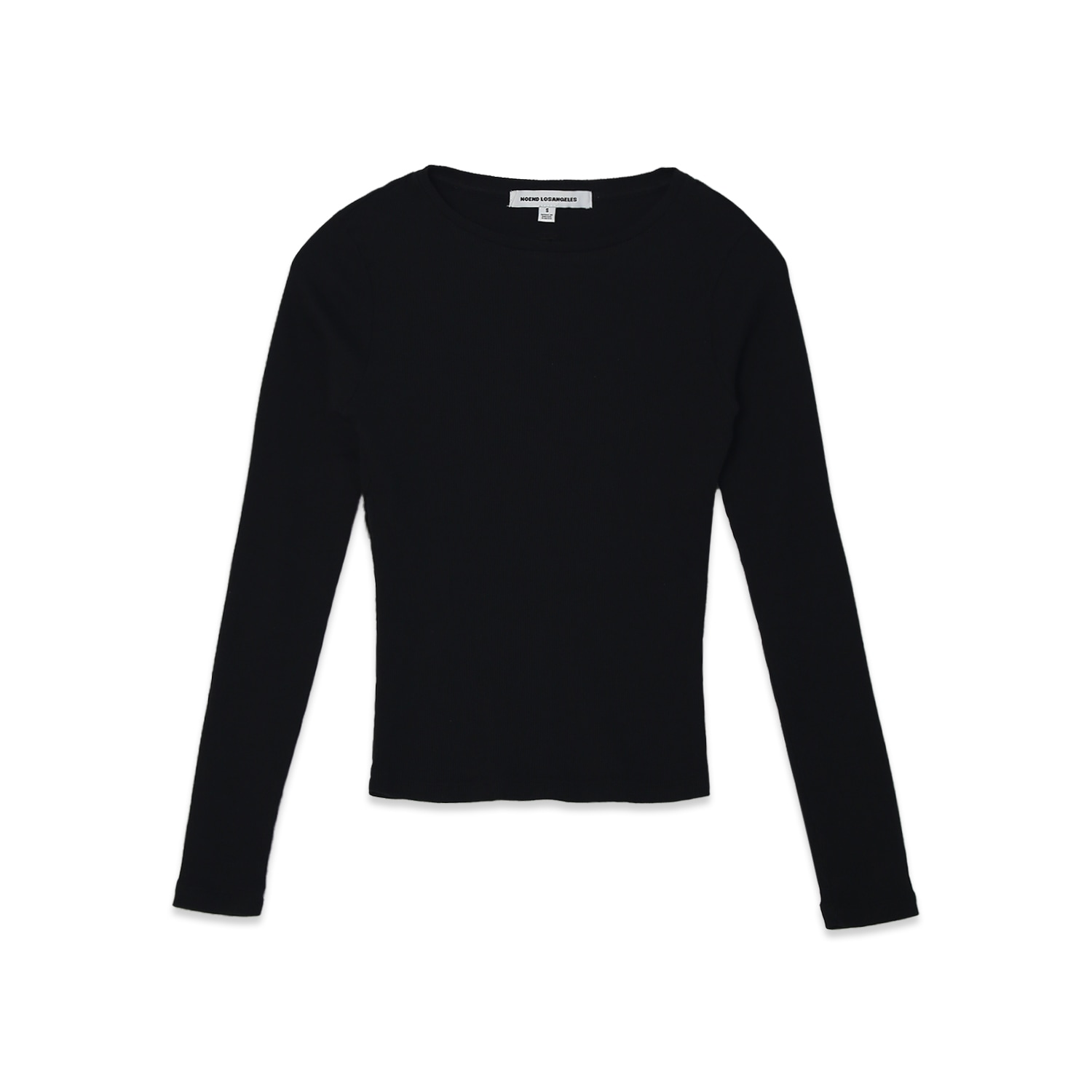 Noend Denim Women's Essential Ribbed Long Sleeve Crop Top In Black In Black