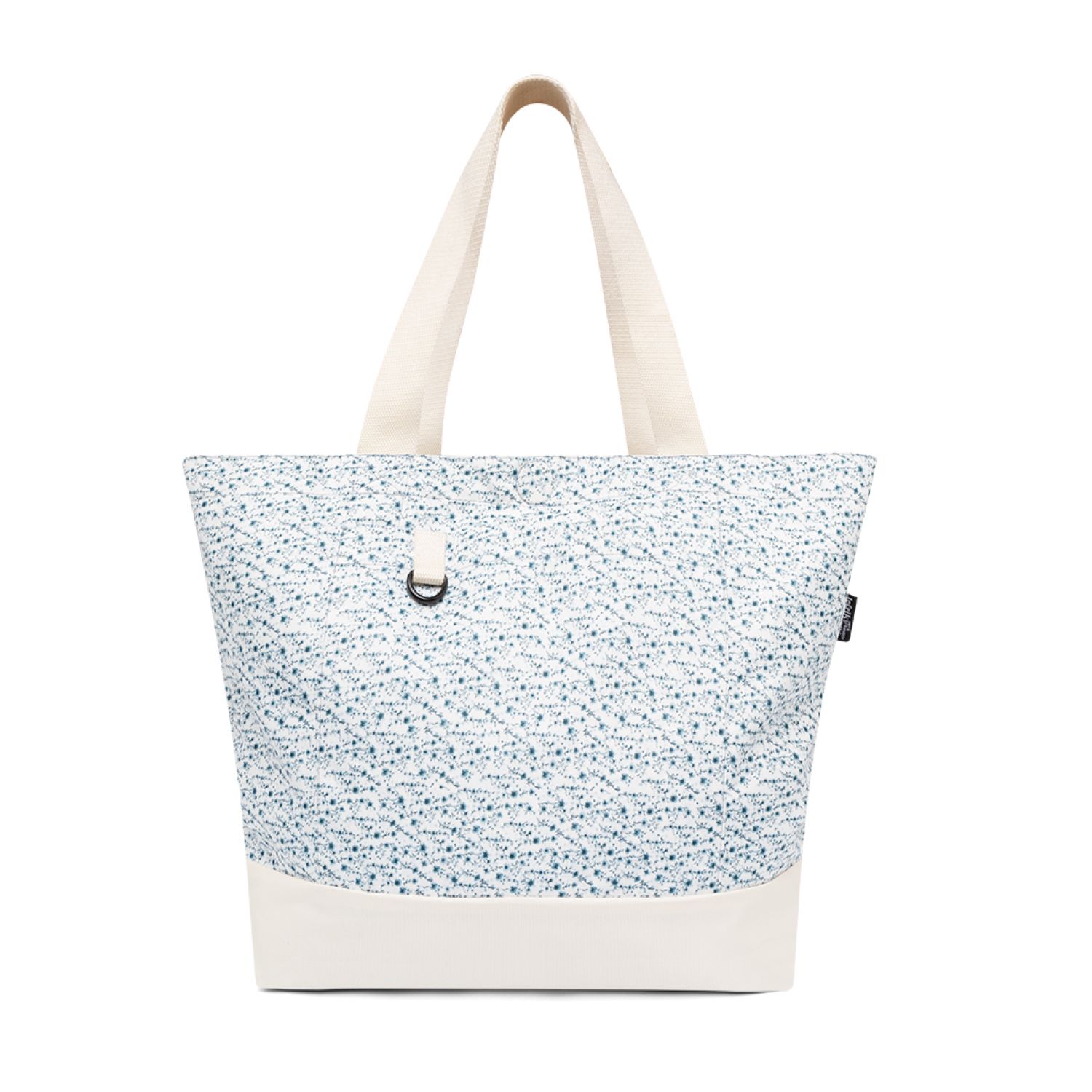 Women’s Strata Reversable Tote Bag Flowers Stone Blue Lefrik