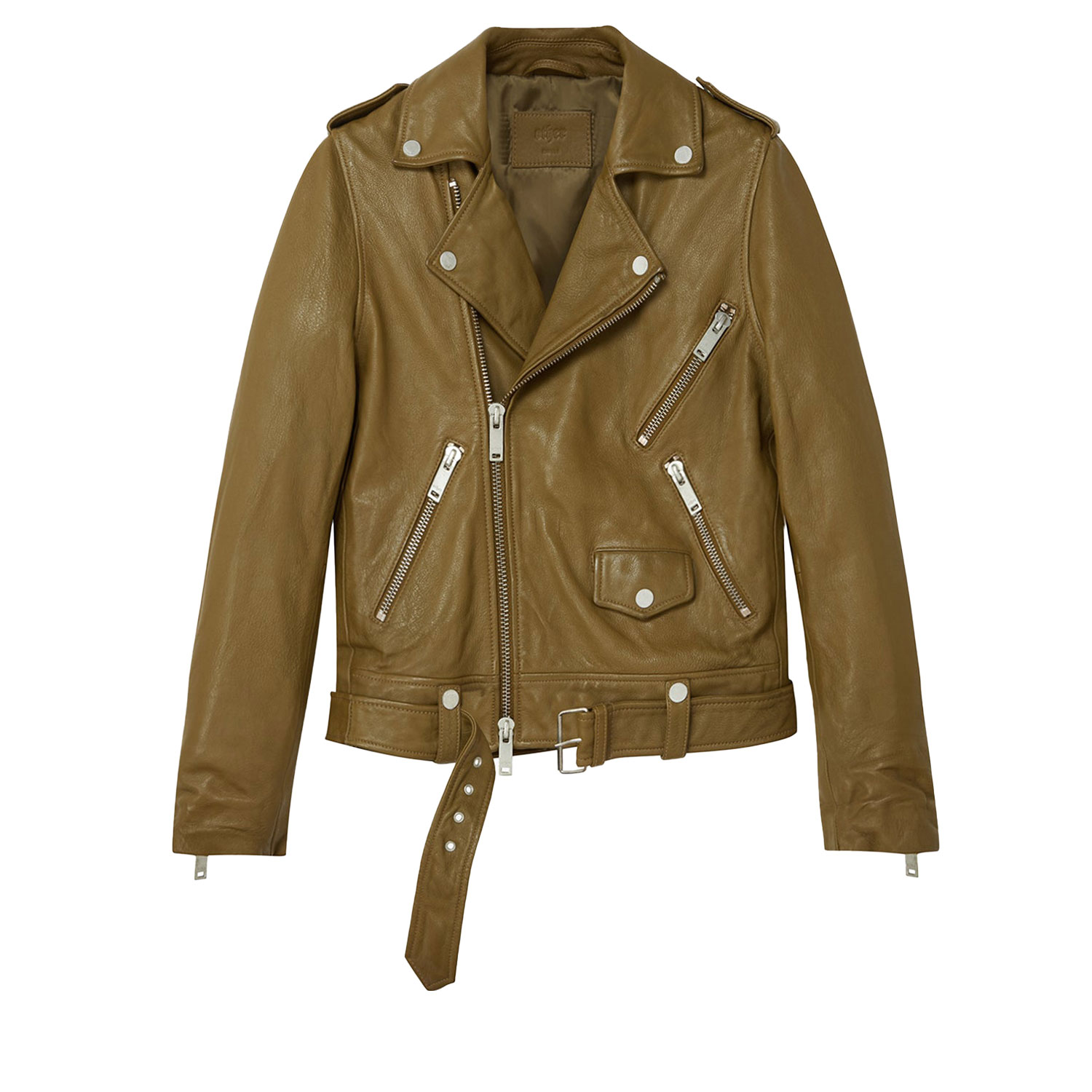 Women’s Green The Deuce - Leather Biker Jacket - Aged Khaki Extra Small OTHER UK