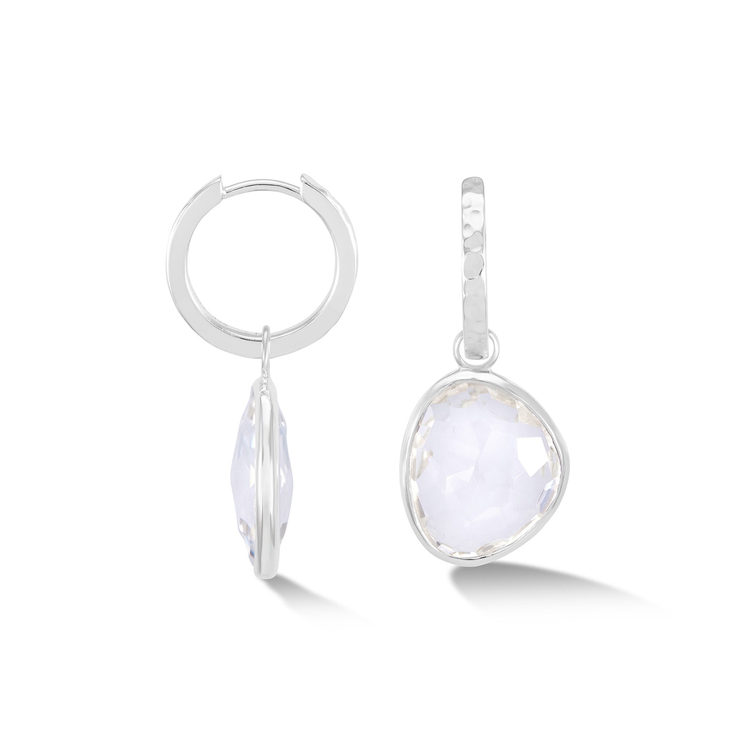Dower & Hall Women's Rock Crystal Pebble Huggie Hoops In Silver In Metallic