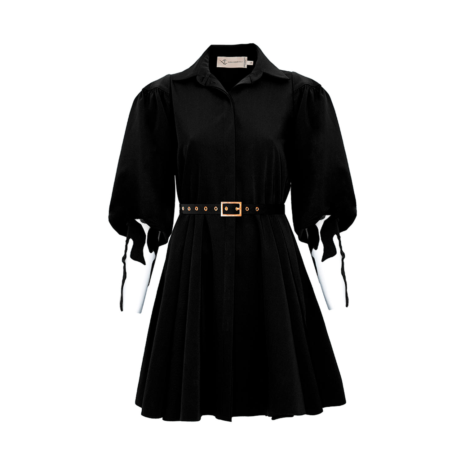 Alina Cernatescu Women's Leaf Black Viscose Statement With Embroidery Office And Cocktail Dress In Black