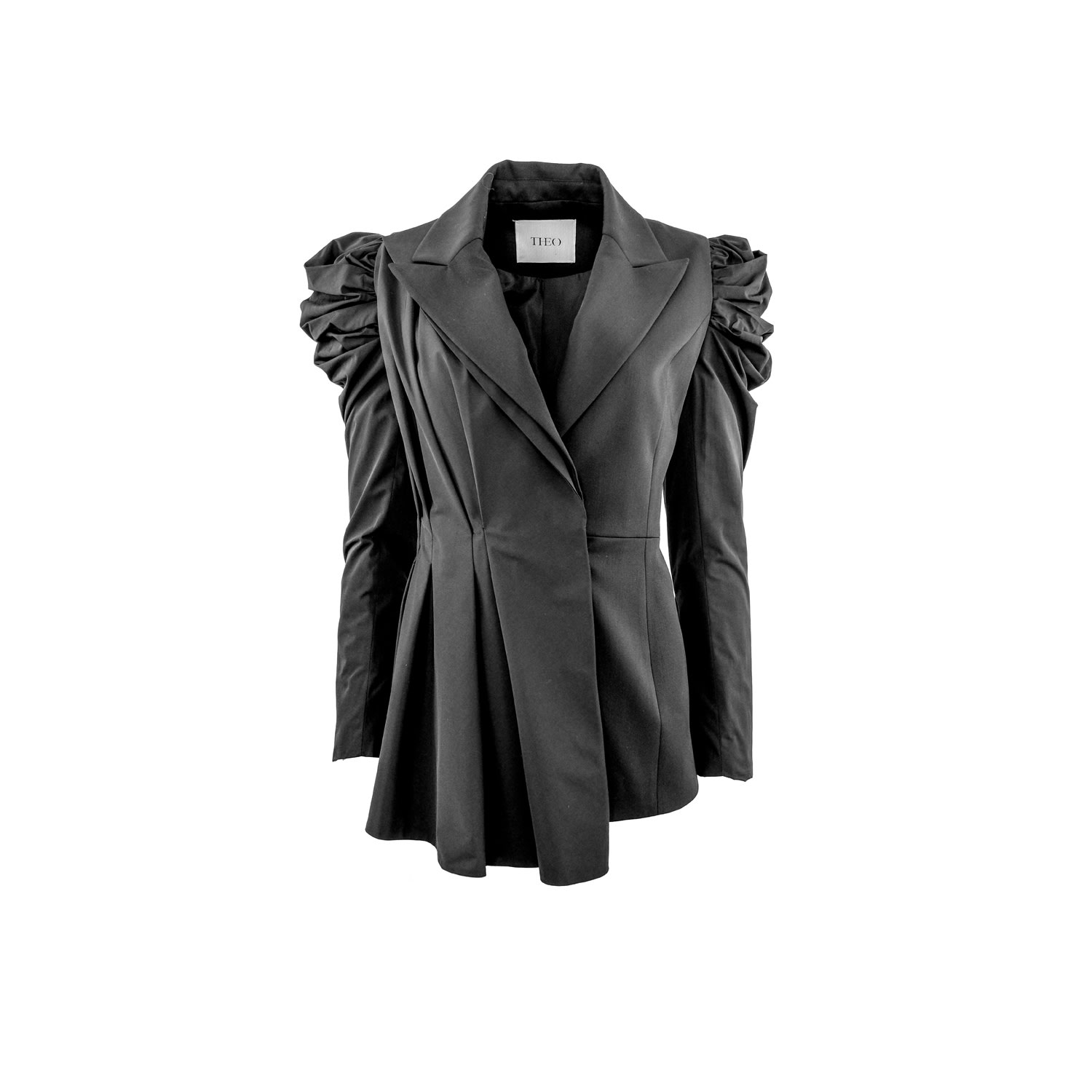 Women’s Black Aphrodite Taffeta Evening Designer Jacket Large Theo the Label