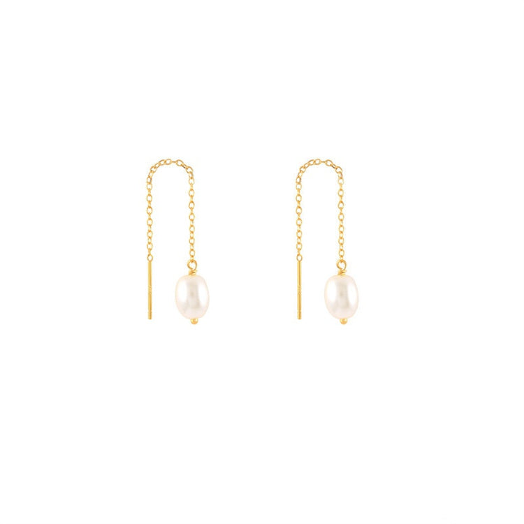 Gold Trip Women's Gold / White / Neutrals Pearl Threader Earrings In Gold In Gold
