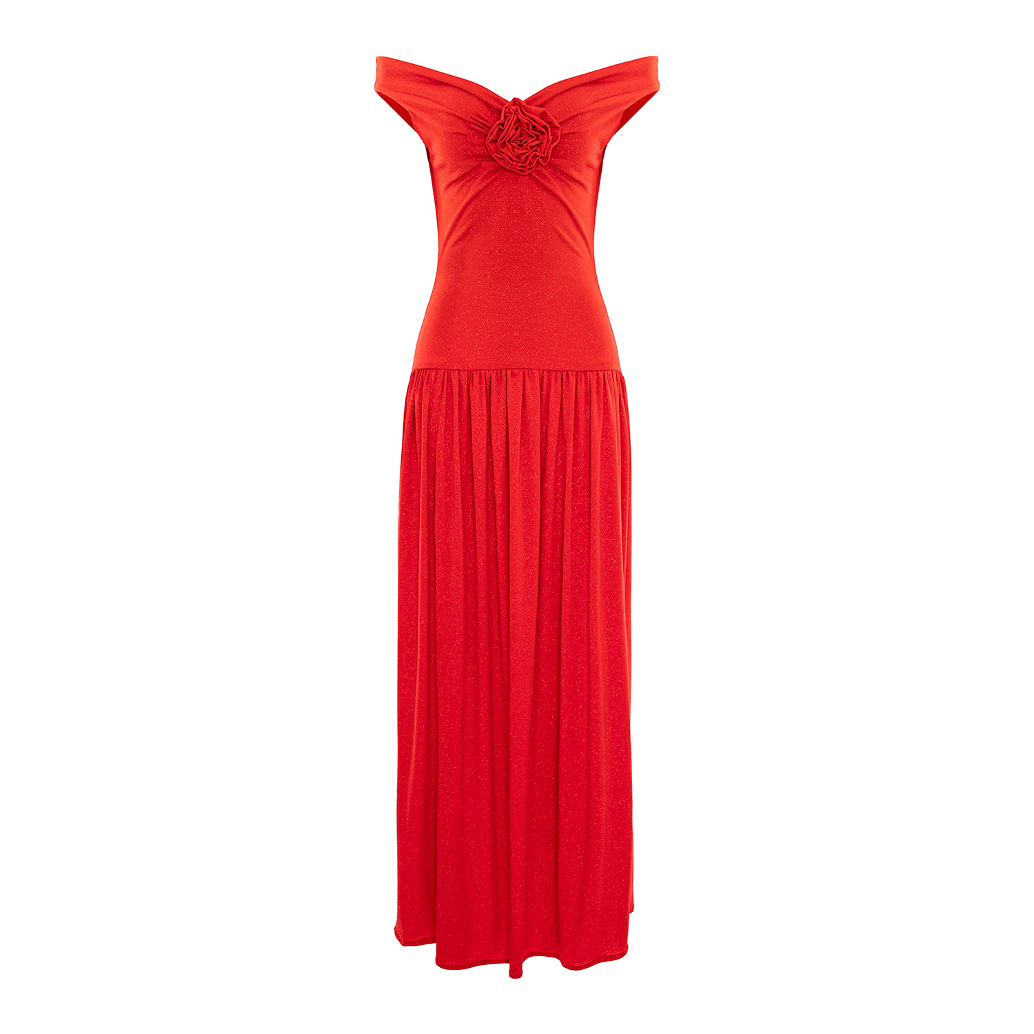 Roserry Women's Venice Maxi A-line Jersey Dress With Fixed Rosette In Red In Red