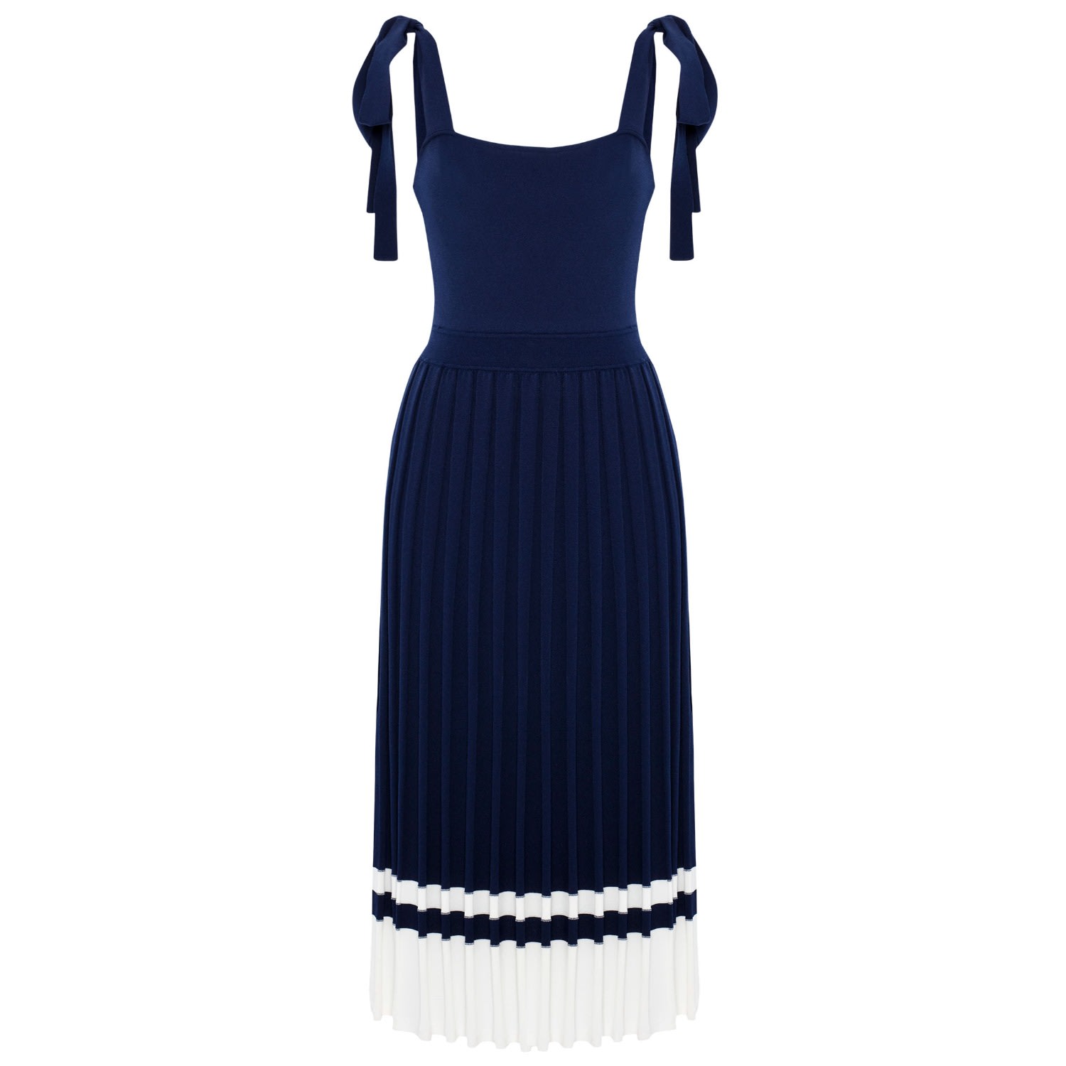 Women’s Blue Kelly Strappy Midi Knit Sundress In Navy Small Peraluna