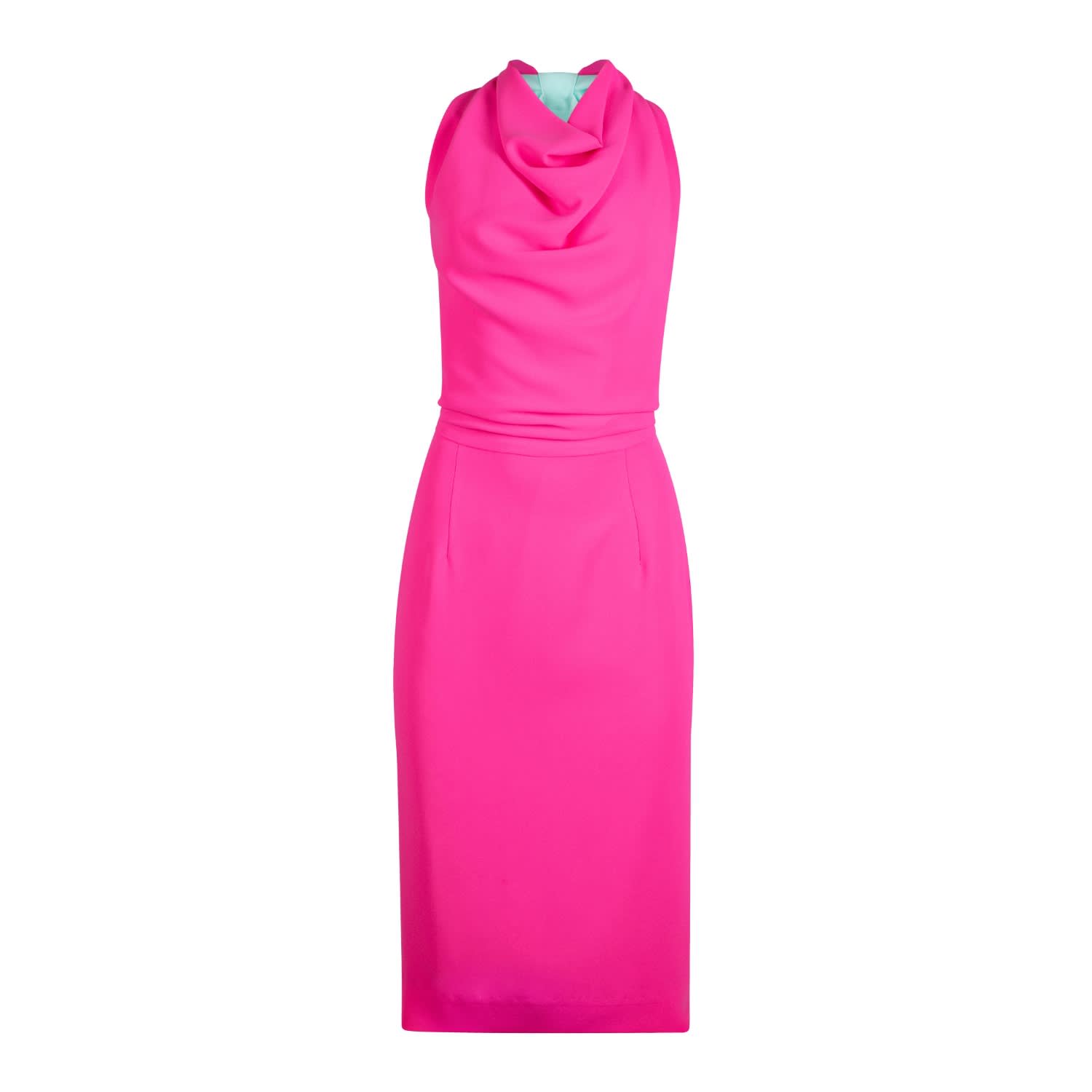 Women s Pink Purple Green Neon Pink Halter Neck with Mint Ribbon Dress Small Sookyoung Song