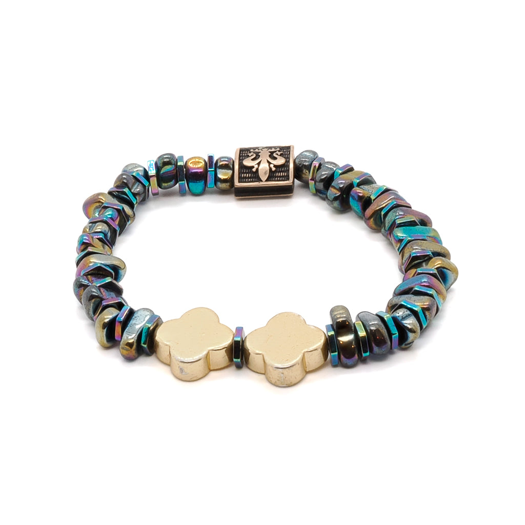 Women’s Hematite Floral Bracelet Ebru Jewelry