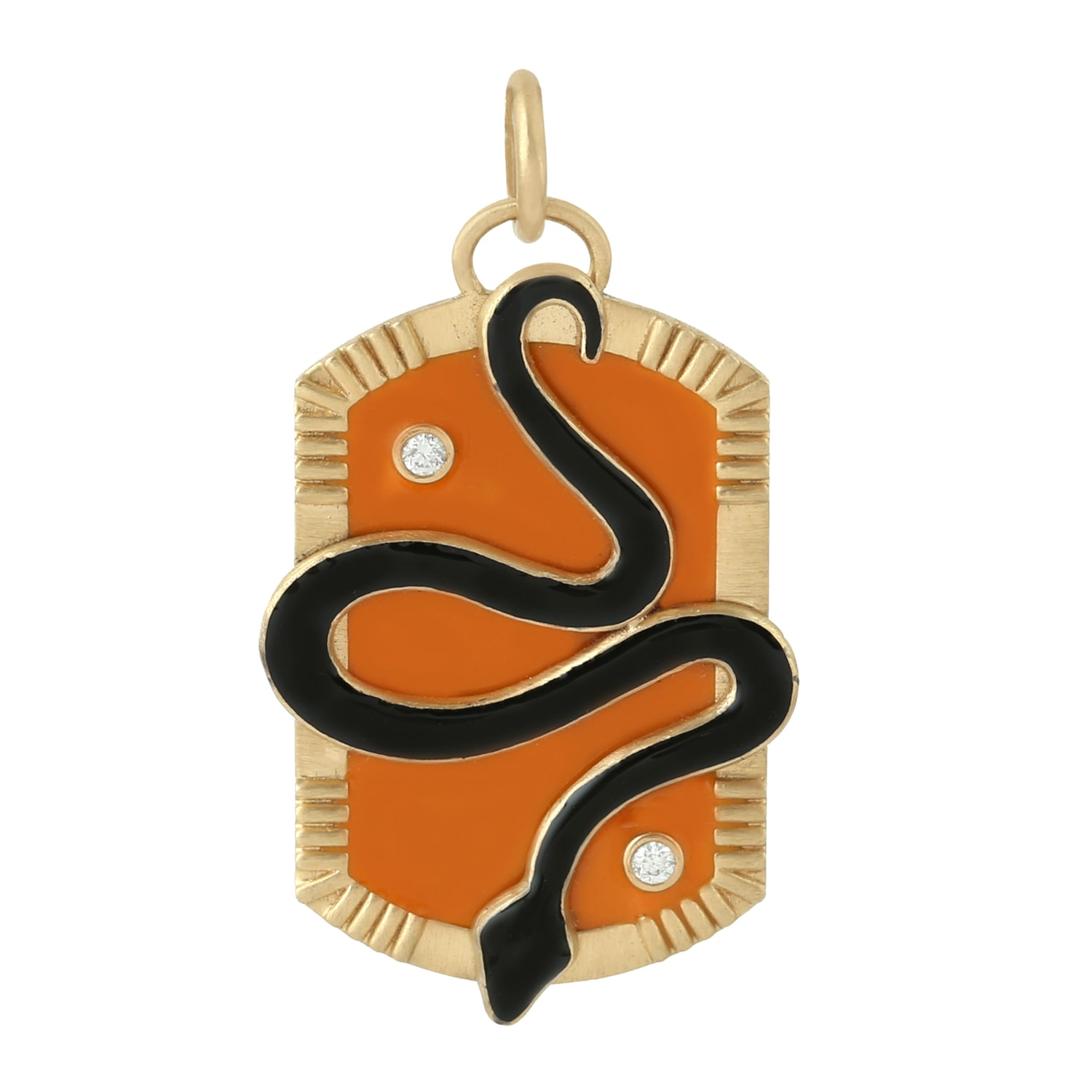 Women’s Yellow / Orange / Gold Captivating Enamel Snake Pendant In 18K Gold With Dazzling Diamonds Artisan