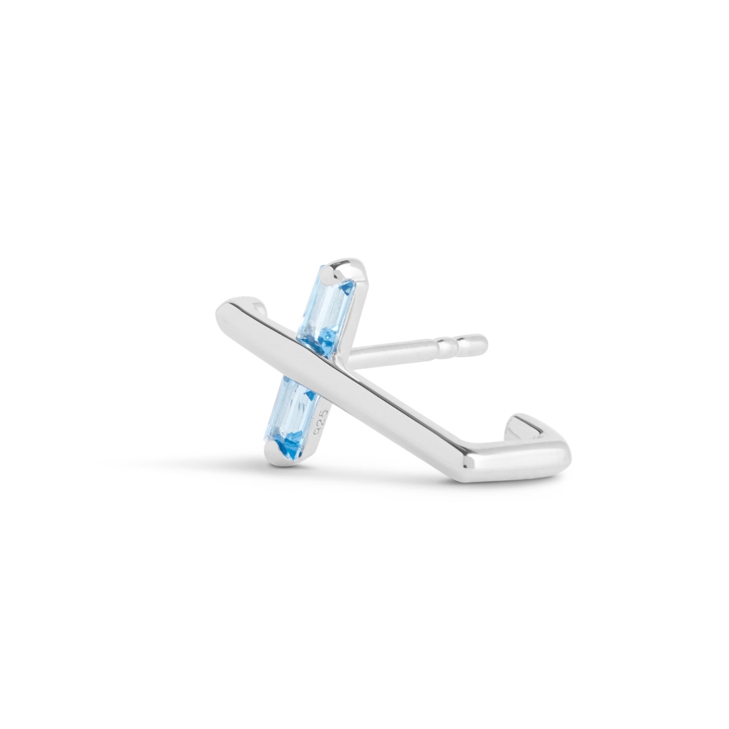 Kasun Women's Silver / Blue Angel Kiss Earring - November - Topaz - Silver