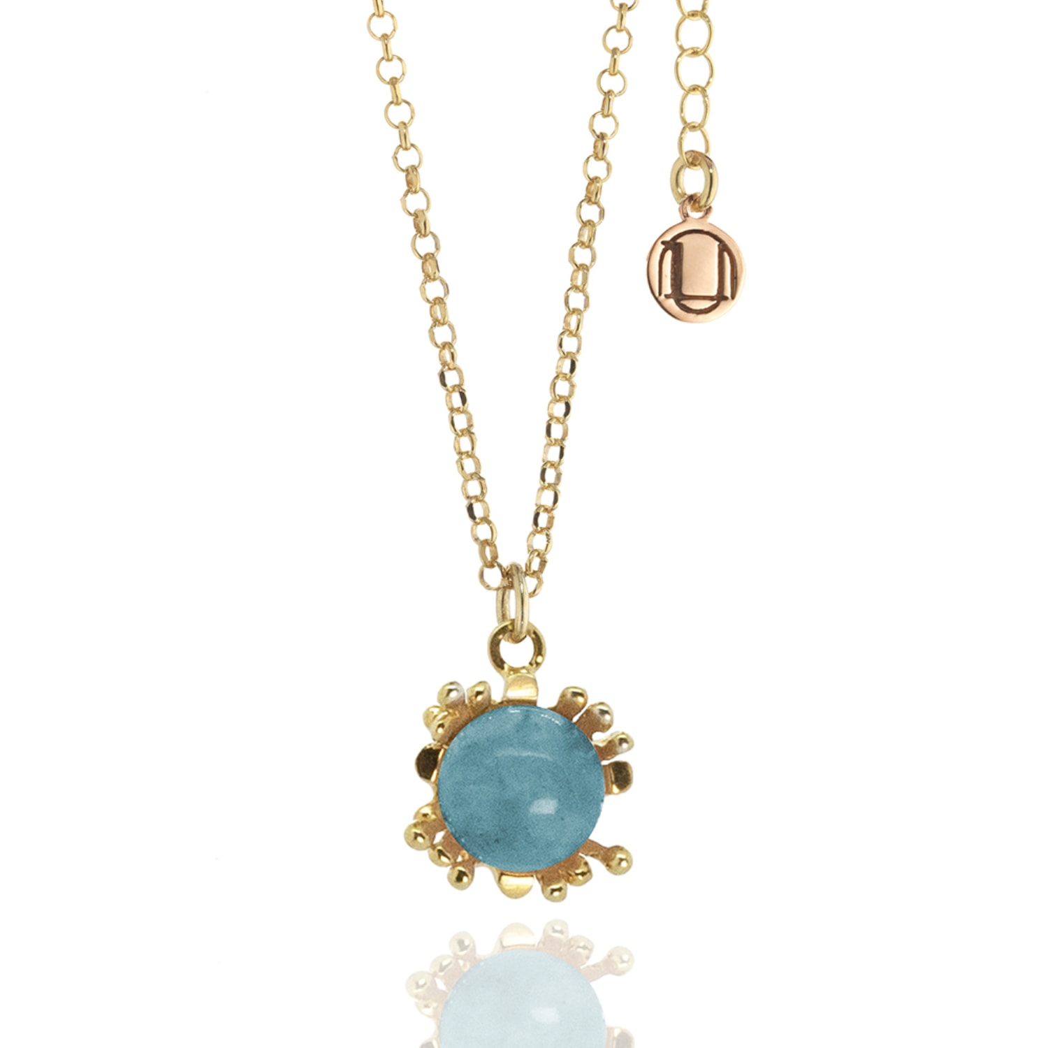 Unaloe Women's Gold / Blue Ribes Necklace In Sterling Silver, Gold Plated With Natural Amazonite In Multi