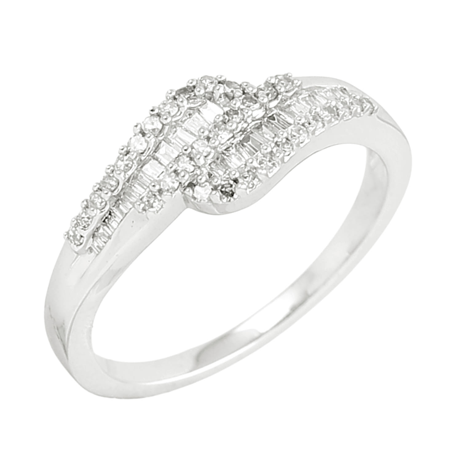 Artisan Women's Baguette Cut Natural Diamond Stacking Ring In White Gold