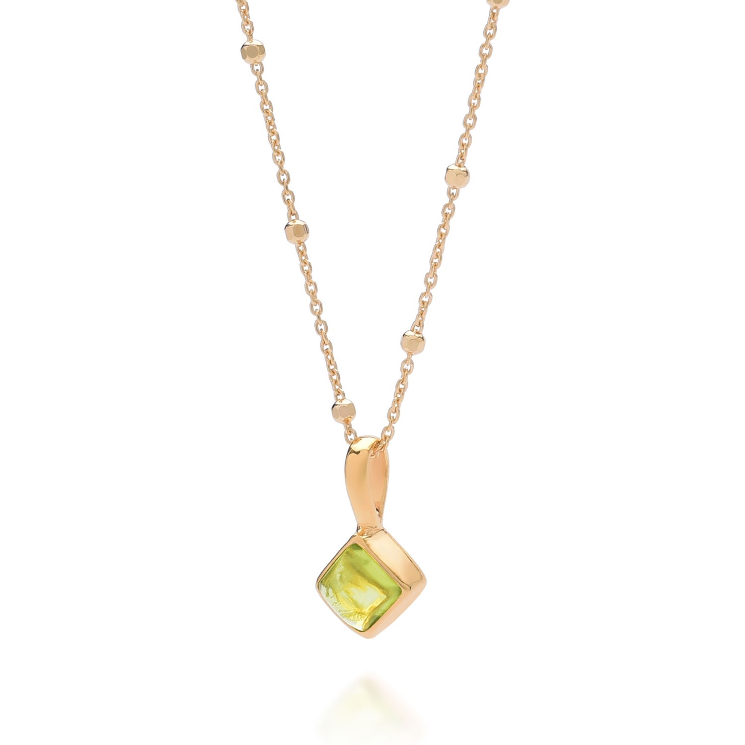 Nellou Jewellery Women's Green Diamond Peridot Necklace Birthstone August Gold Plated Sterling Silver In Green