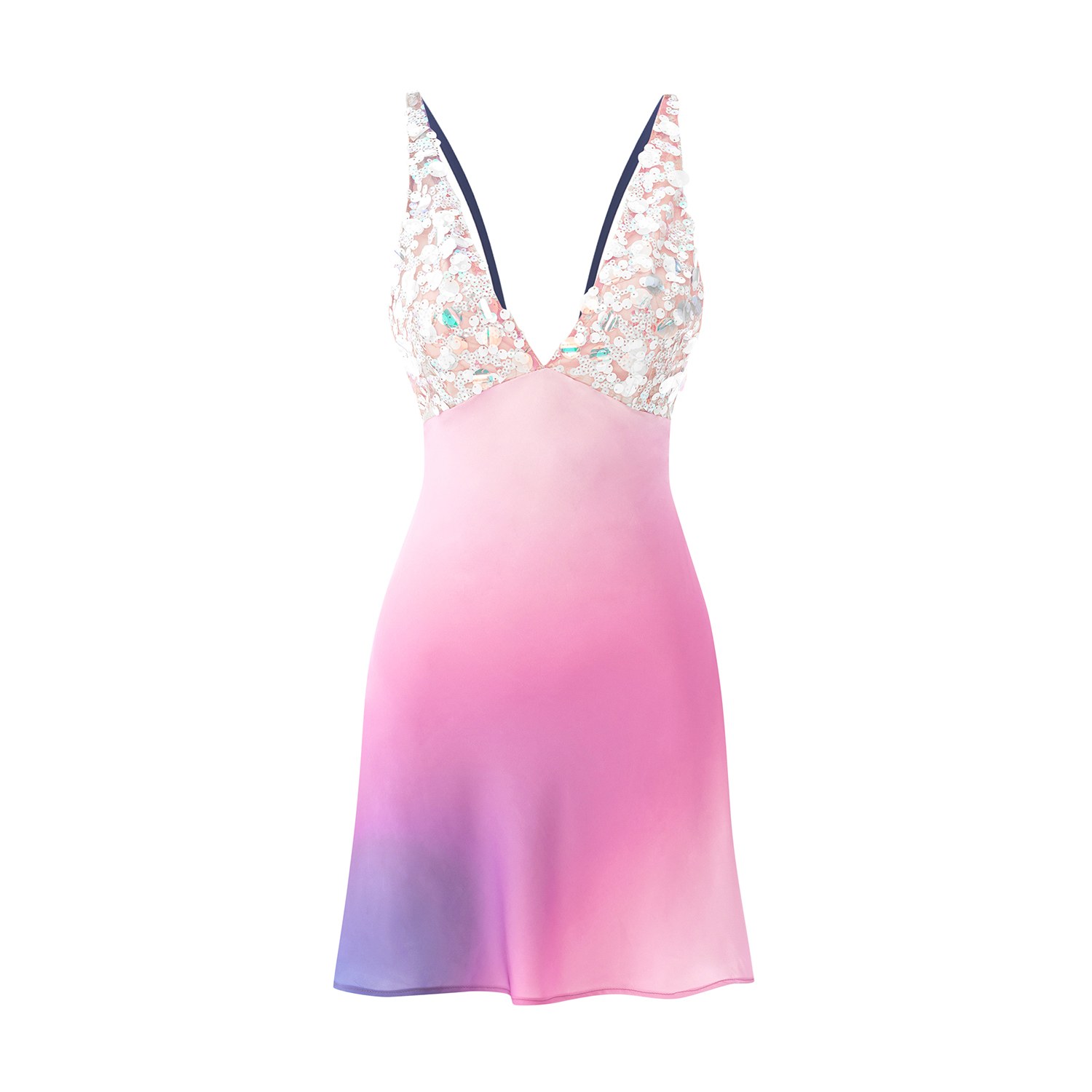 Women's Siren Satin And Sequin Degraded Color Pink Super Mini Party Dress | Xxs | Fickle Hearts