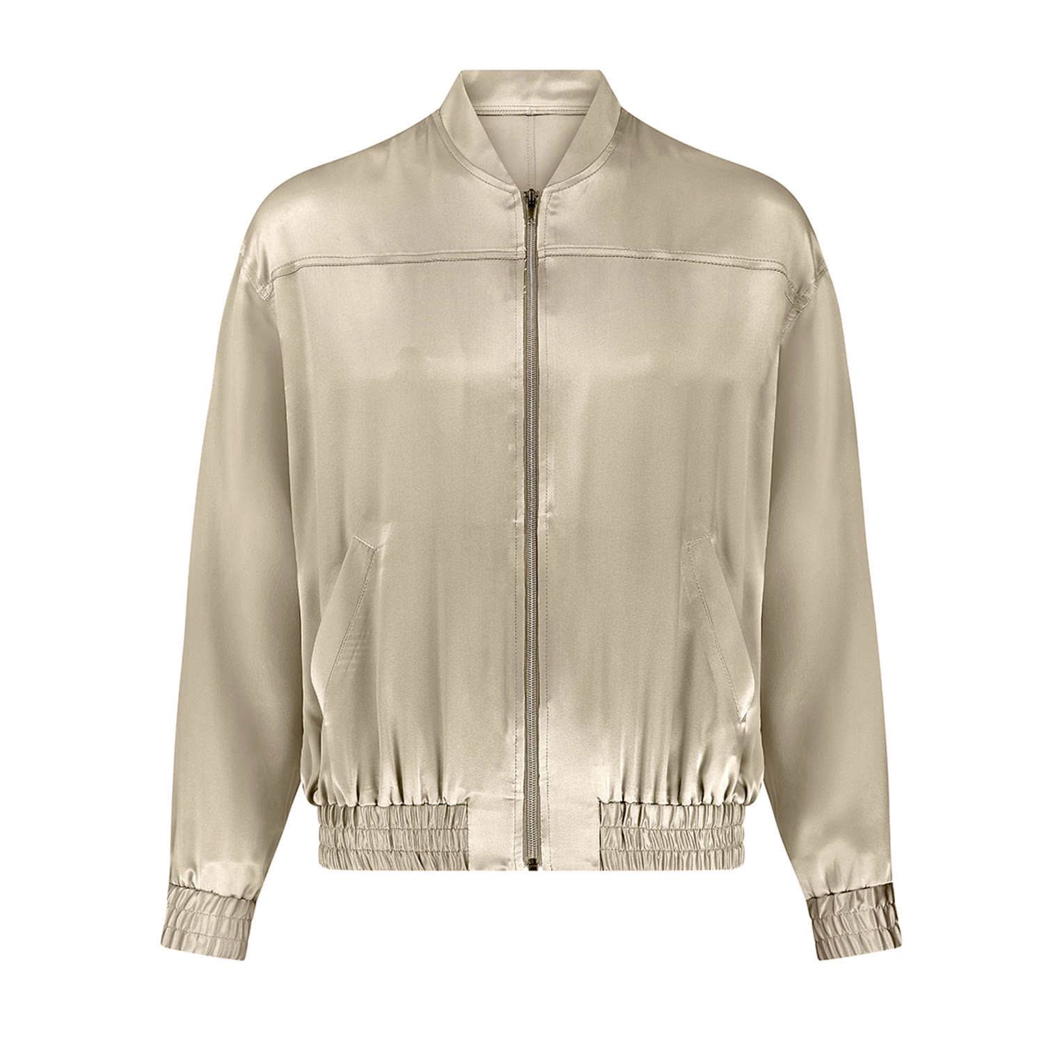 Women’s Gold Poppy Silk Bomber Jacket - Sand Medium The Summer Edit