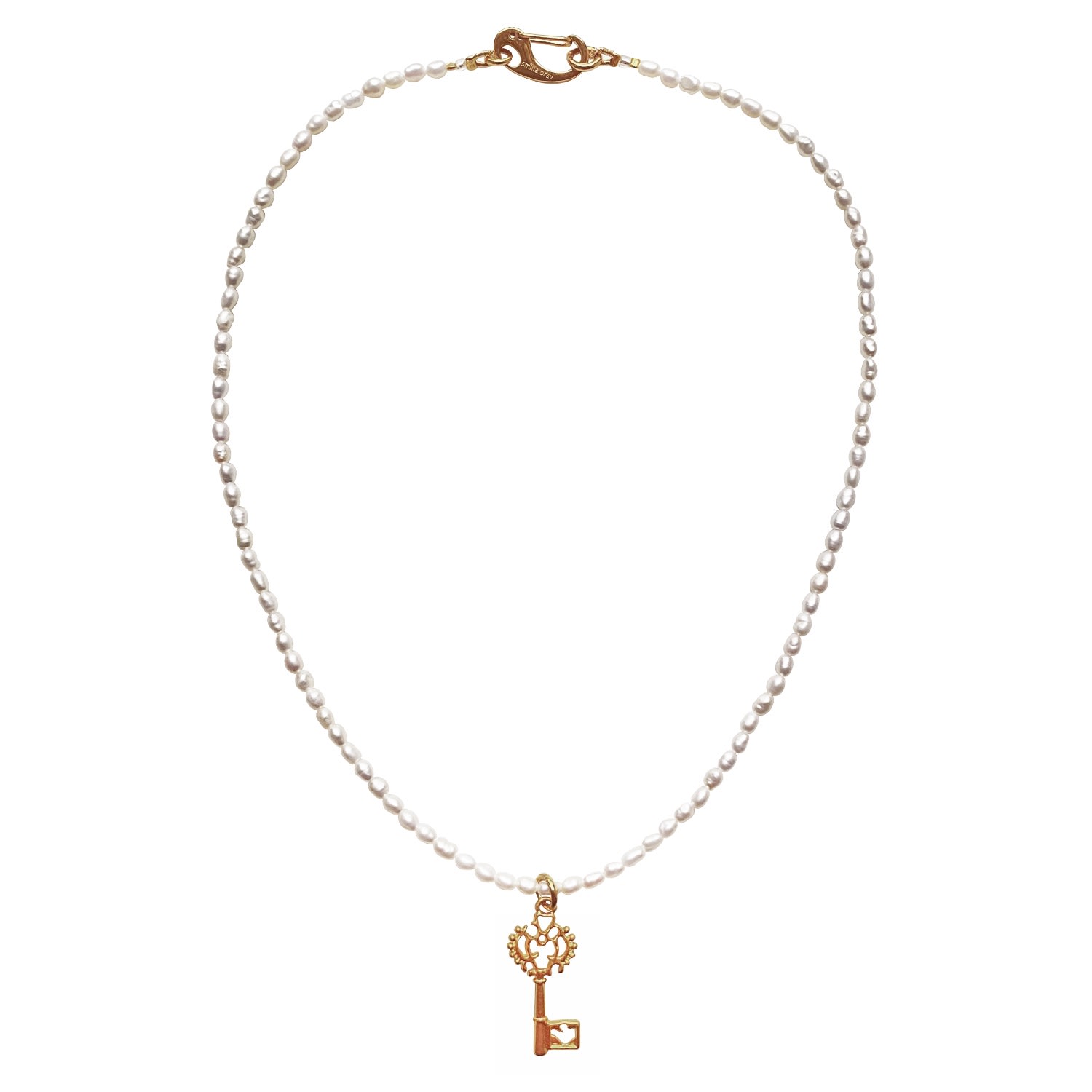 Women’s Gold / White Pearl Necklace Love Key Smilla Brav