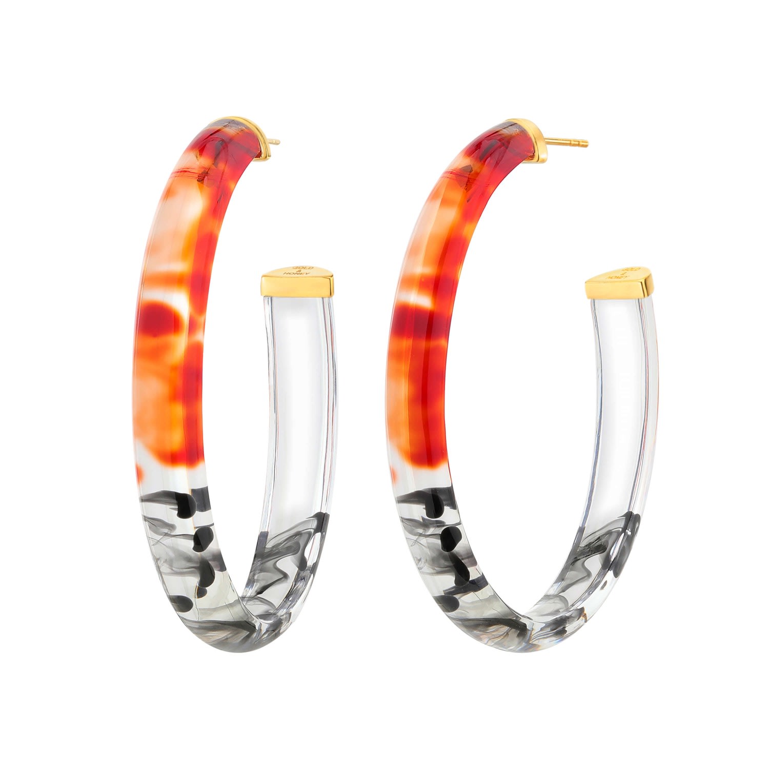 Women’s Black / Yellow / Orange Black And Red Tie Dye Hoops Gold & Honey