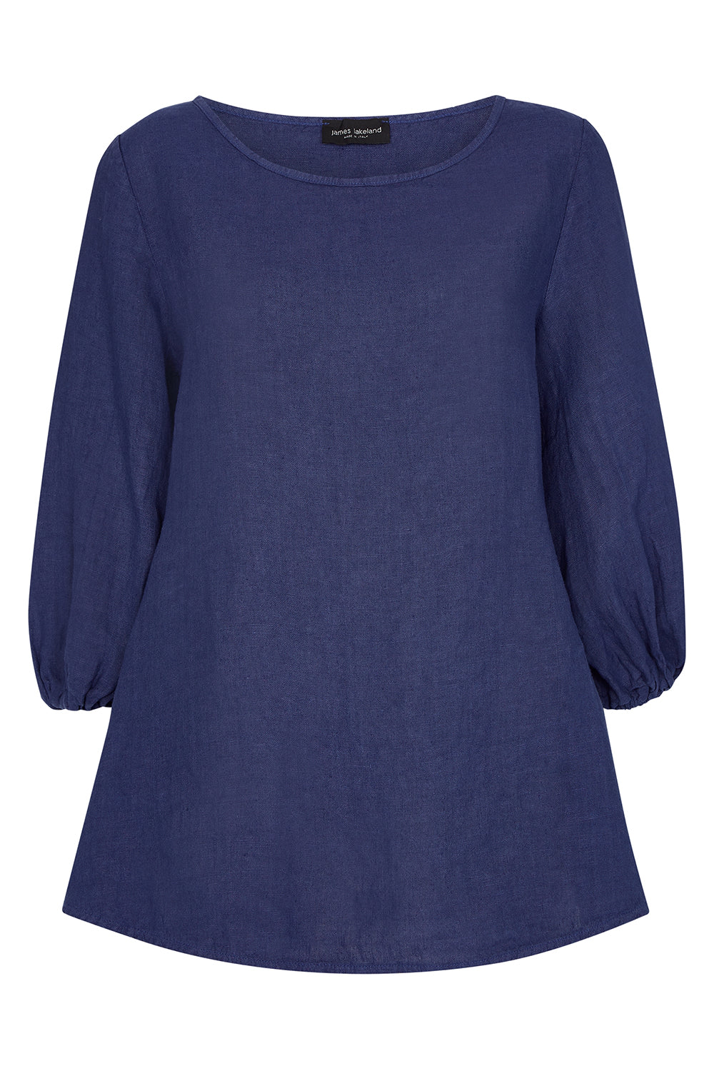 Women’s Blue Puff Sleeve Linen Blouse - Navy Extra Small James Lakeland