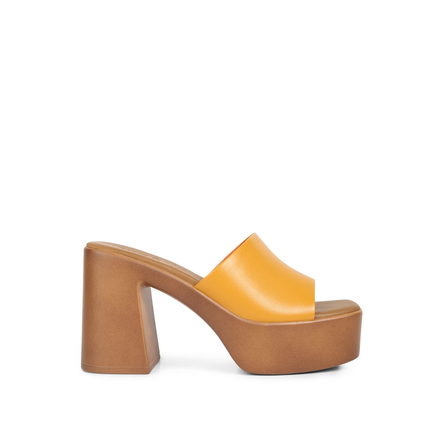 Rag & Co Women's Scandal Slip On Block Heel Sandals - Brown In Yellow