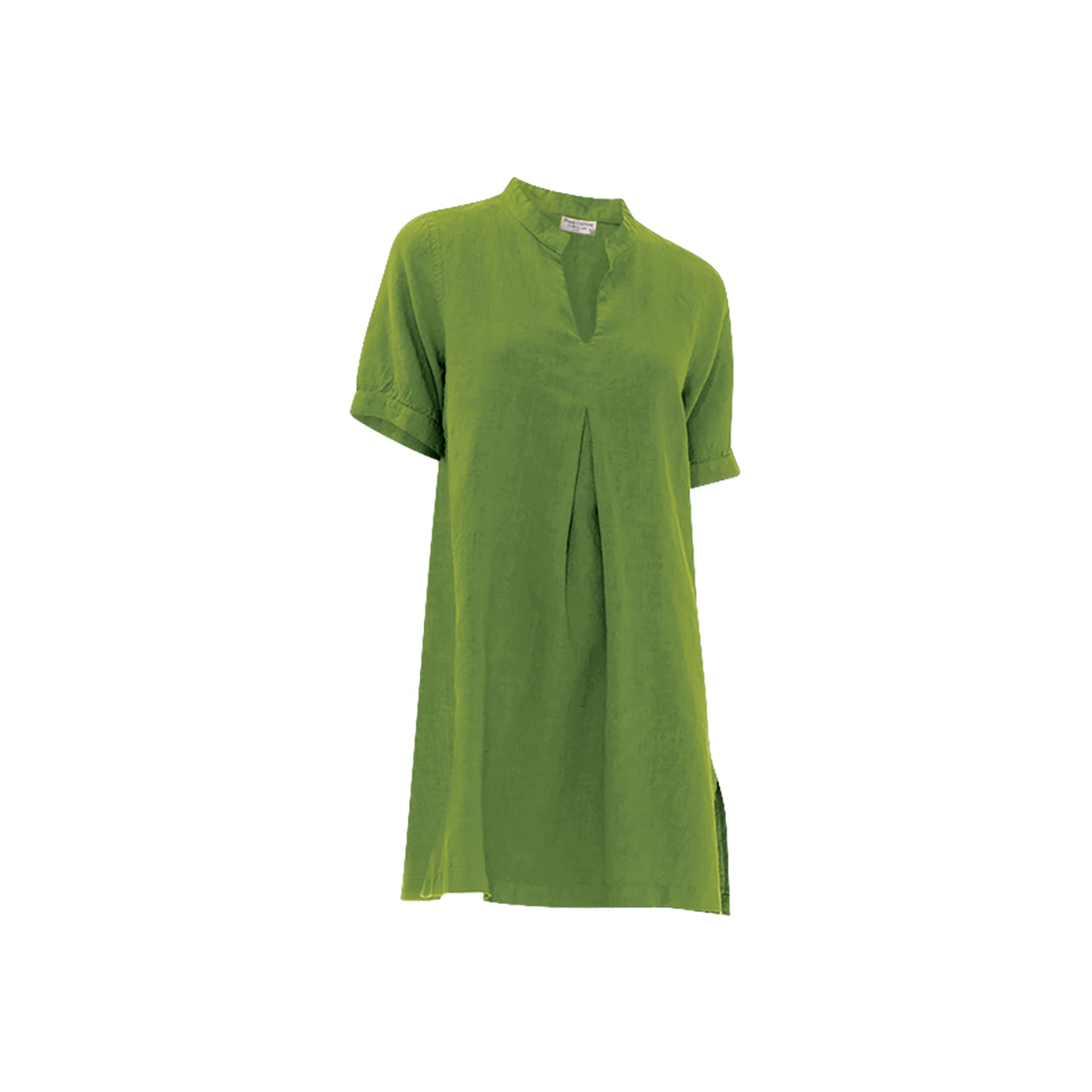 Haris Cotton Women's Green Mandarin Neck Linen  Cami Dress With Flutter Sleeves Avocado In Green