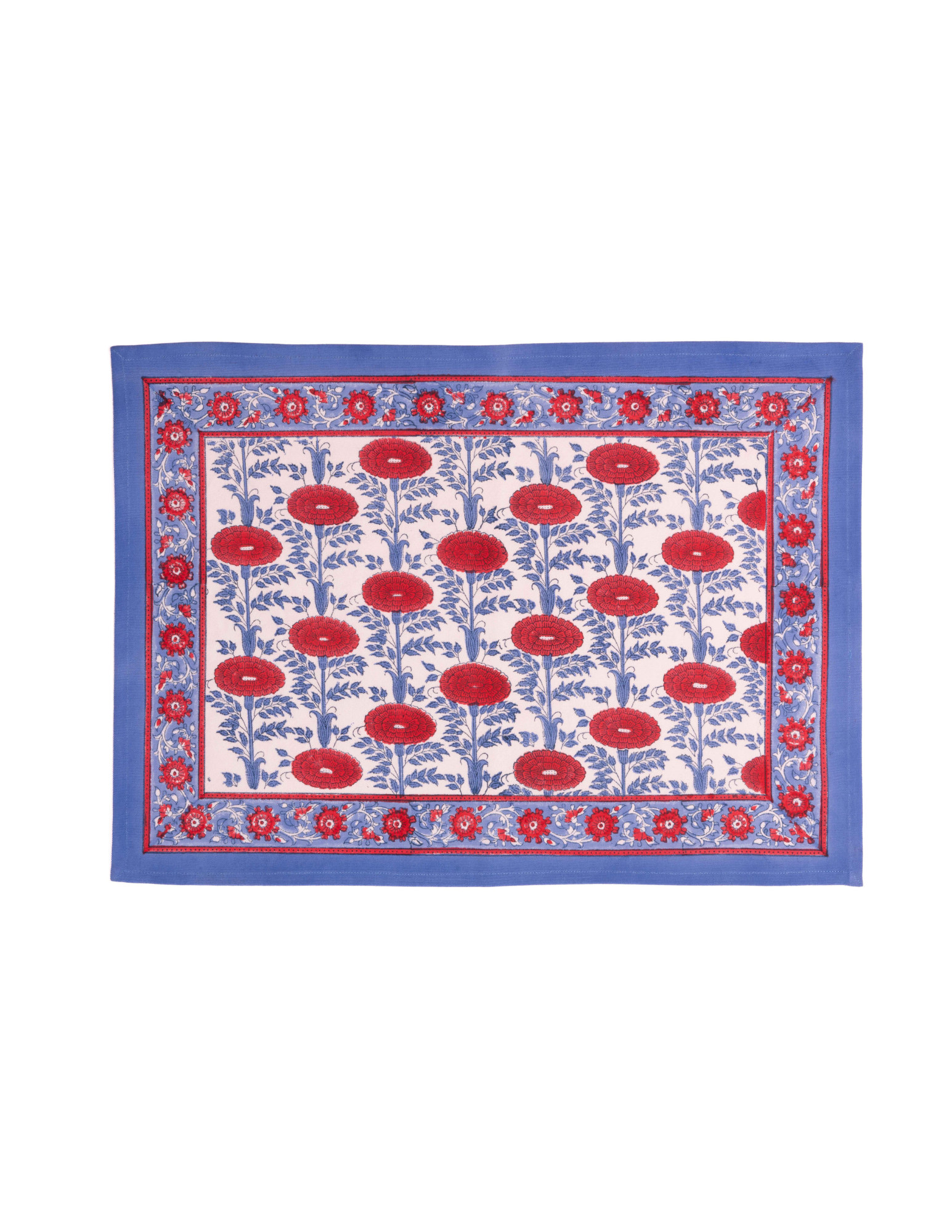 Inner Child Blue / Red Araminta Blockprint Placemat, Set Of Two
