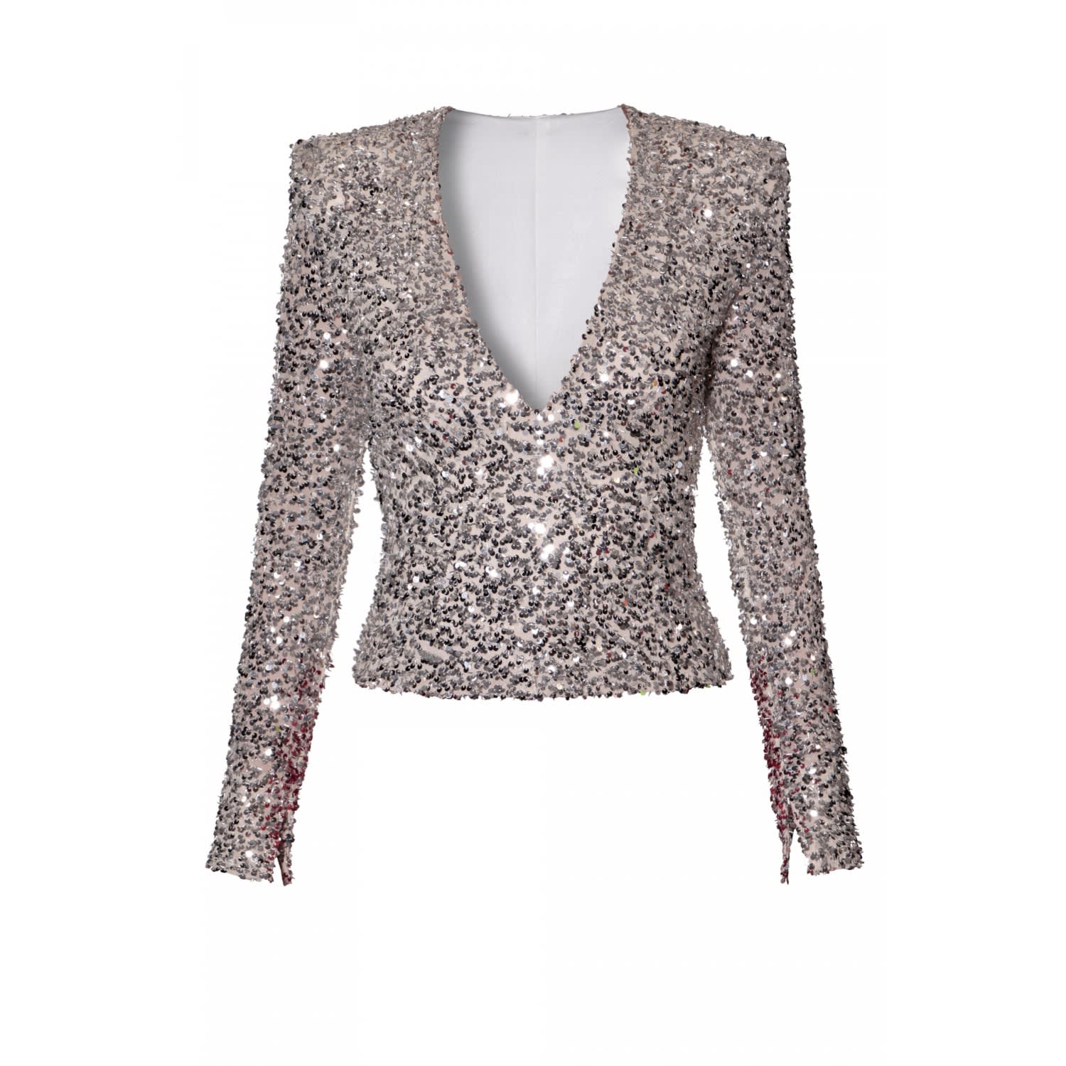 Aggi By Halewski Women's Ruby Silver Sparkle Long Sleeve Sequin Top In Silver